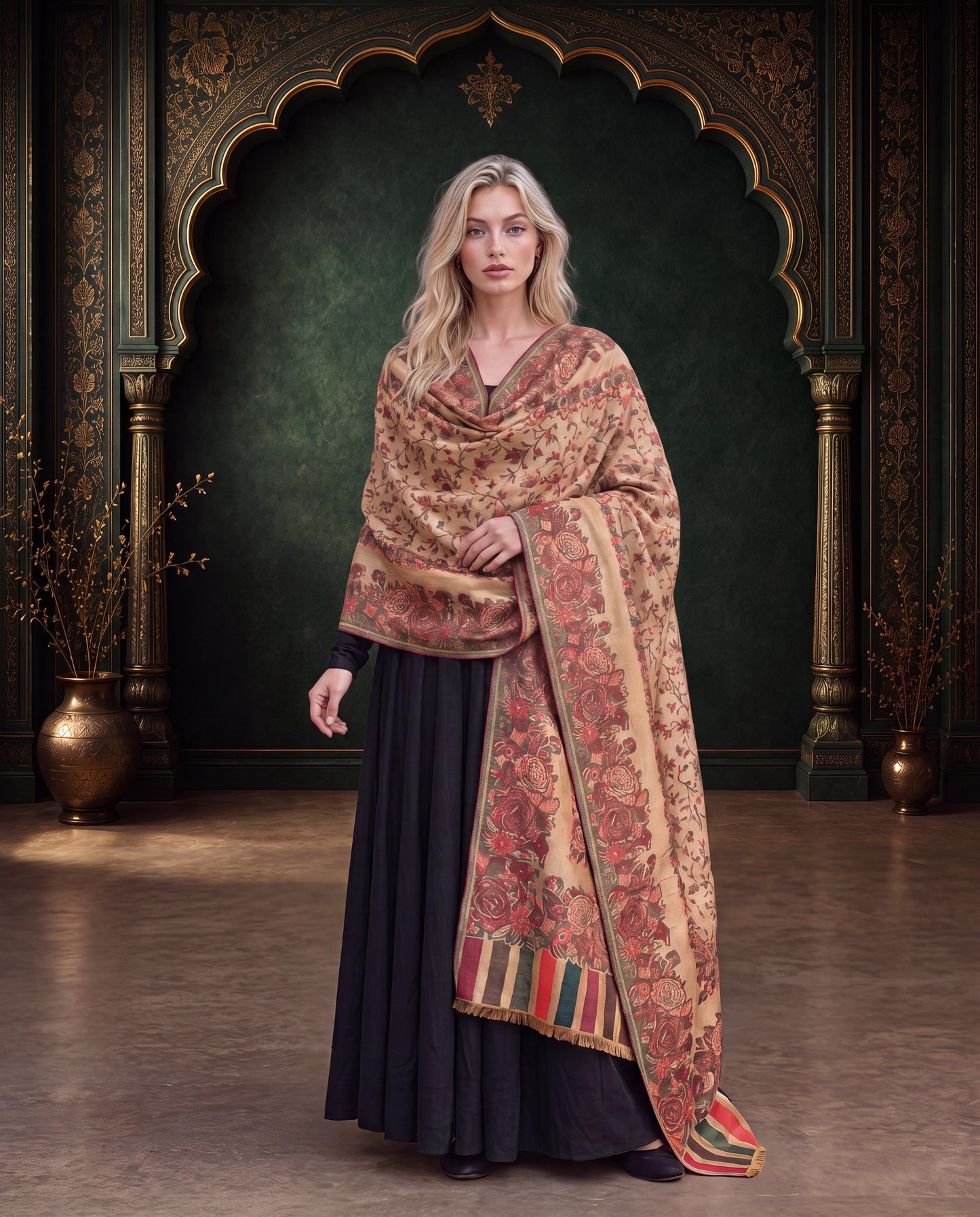 Rose Heritage Moonlight Zari Shawl
