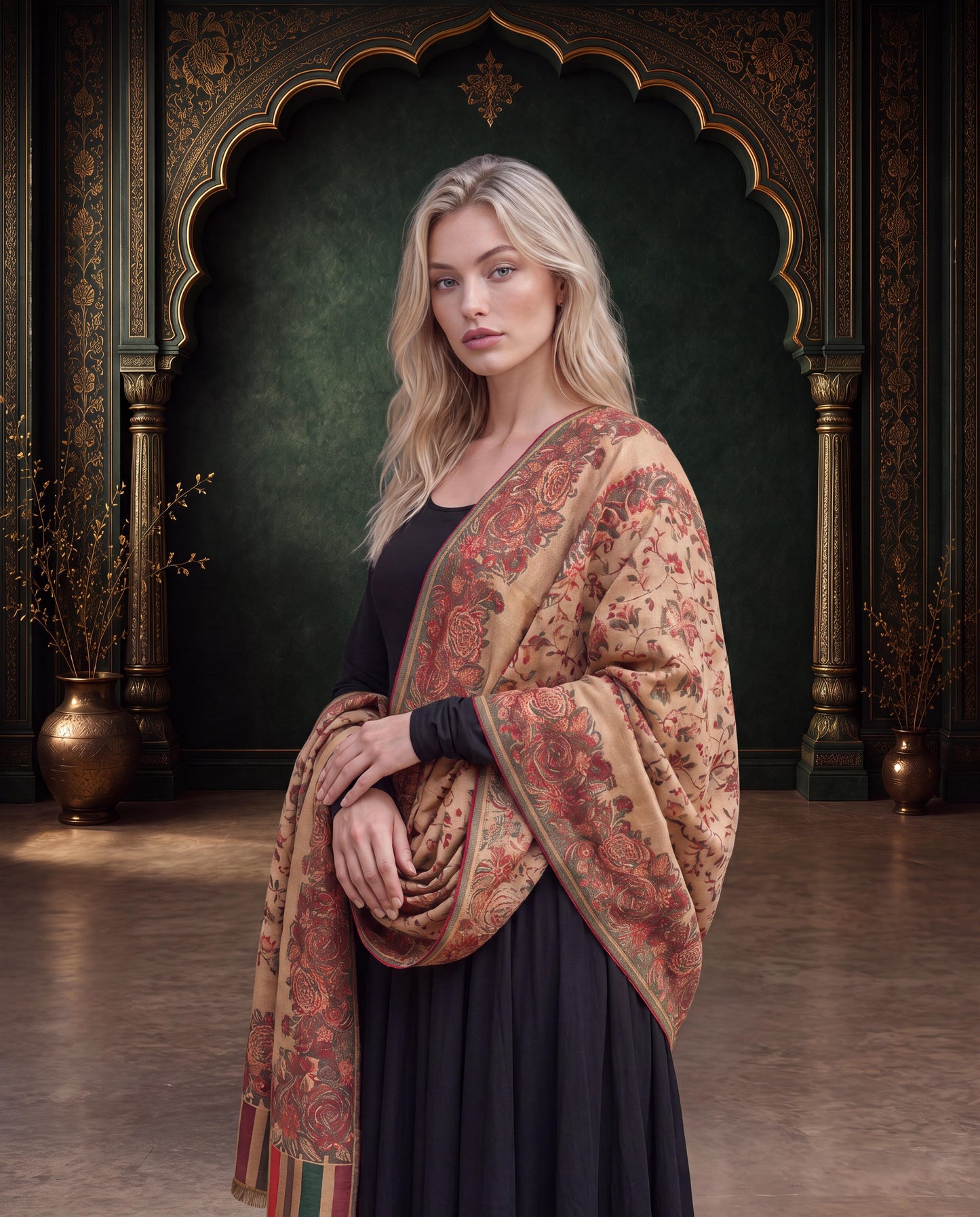 Rose Heritage Moonlight Zari Shawl