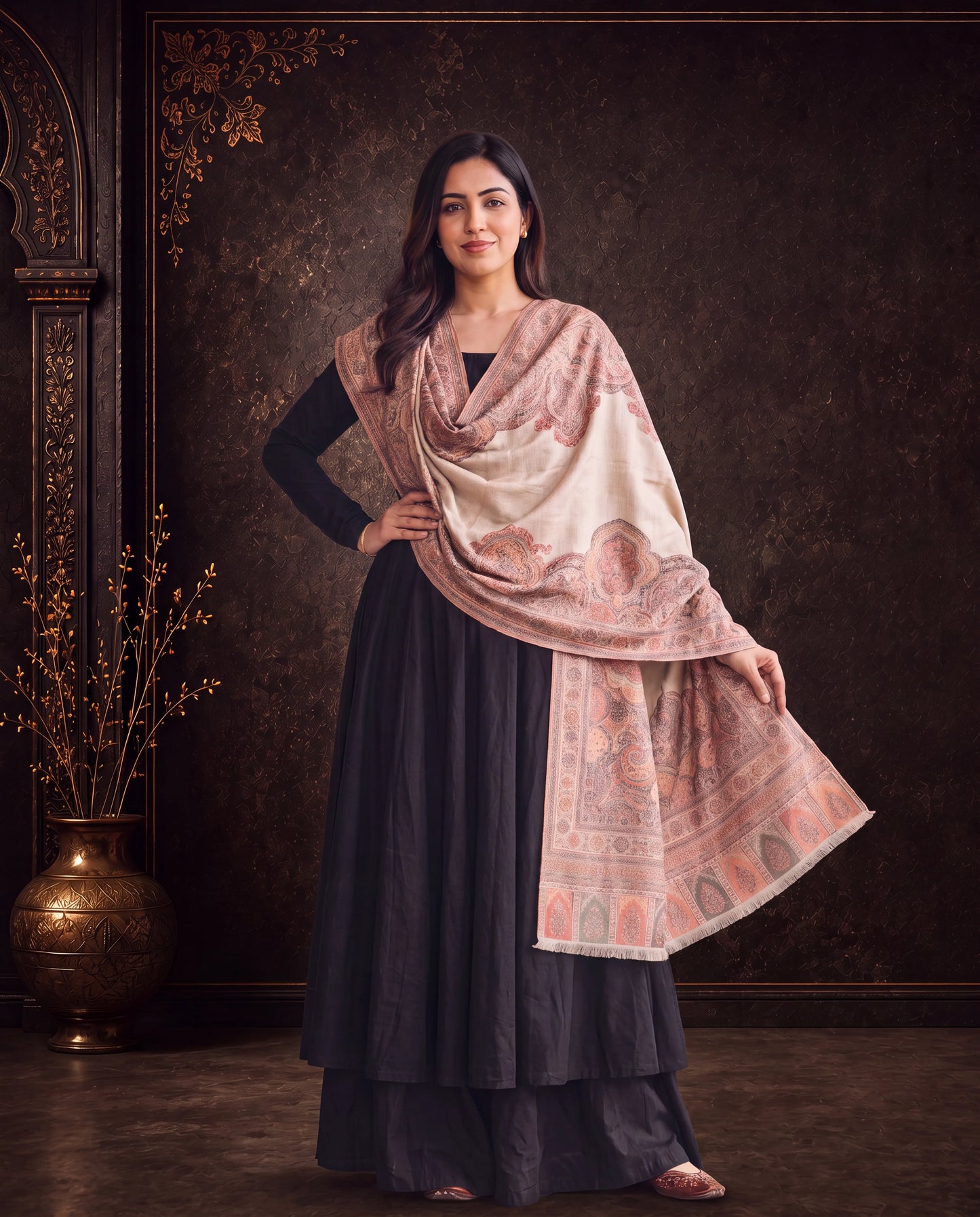 Royal Ivory Zari Blend Shawl