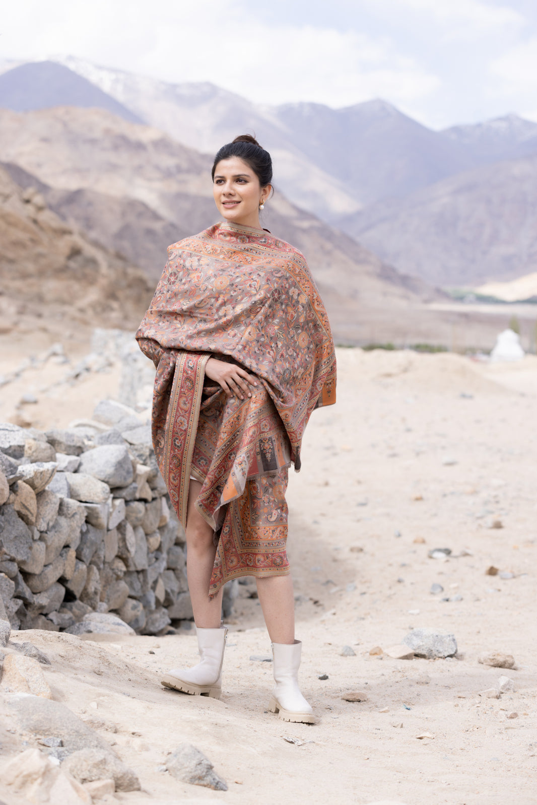 Soft Bamboo Modal Shawl with Zari for Women - Ivory
