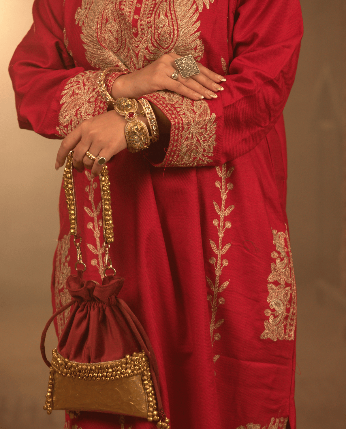 Zoya Gold Embroidered Pheran