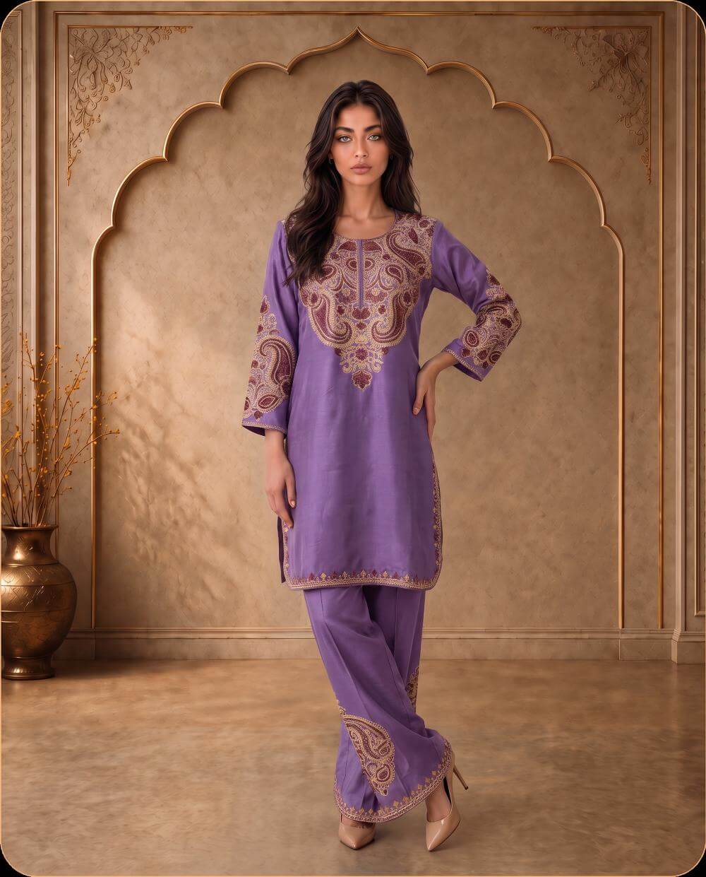Mehr Navy Blue Embroidered Cord Set
