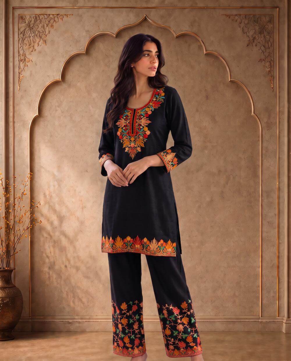 Gulnaar Fuchsia Pink Embroidered Co-ord Set