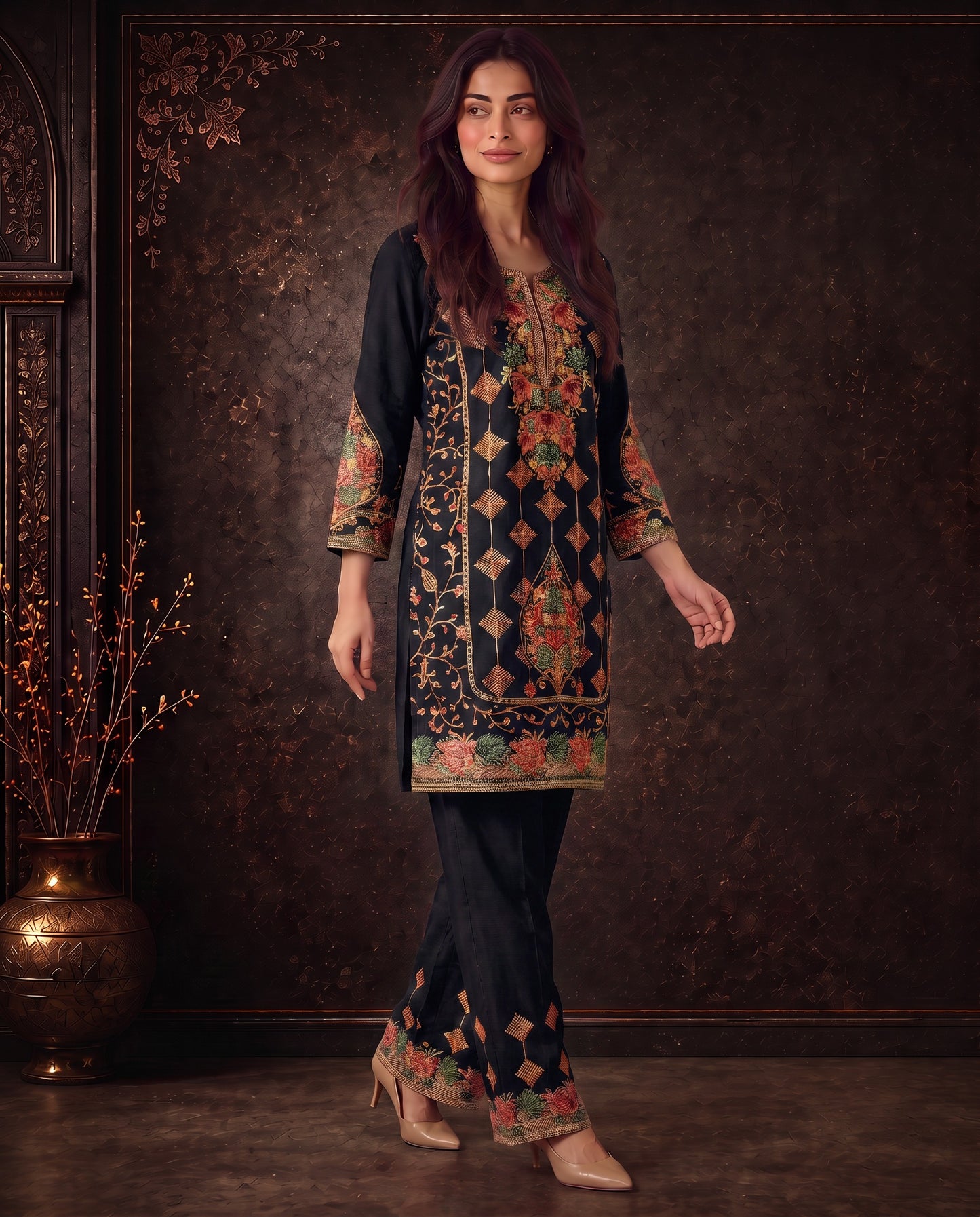 Meher Mauve Purple Embroidered Co-ord Set