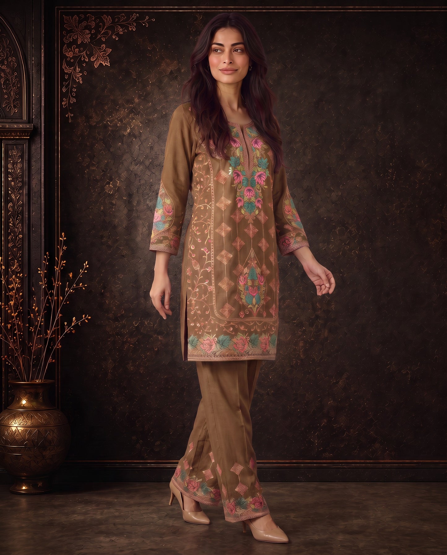 Meher Mauve Purple Embroidered Co-ord Set