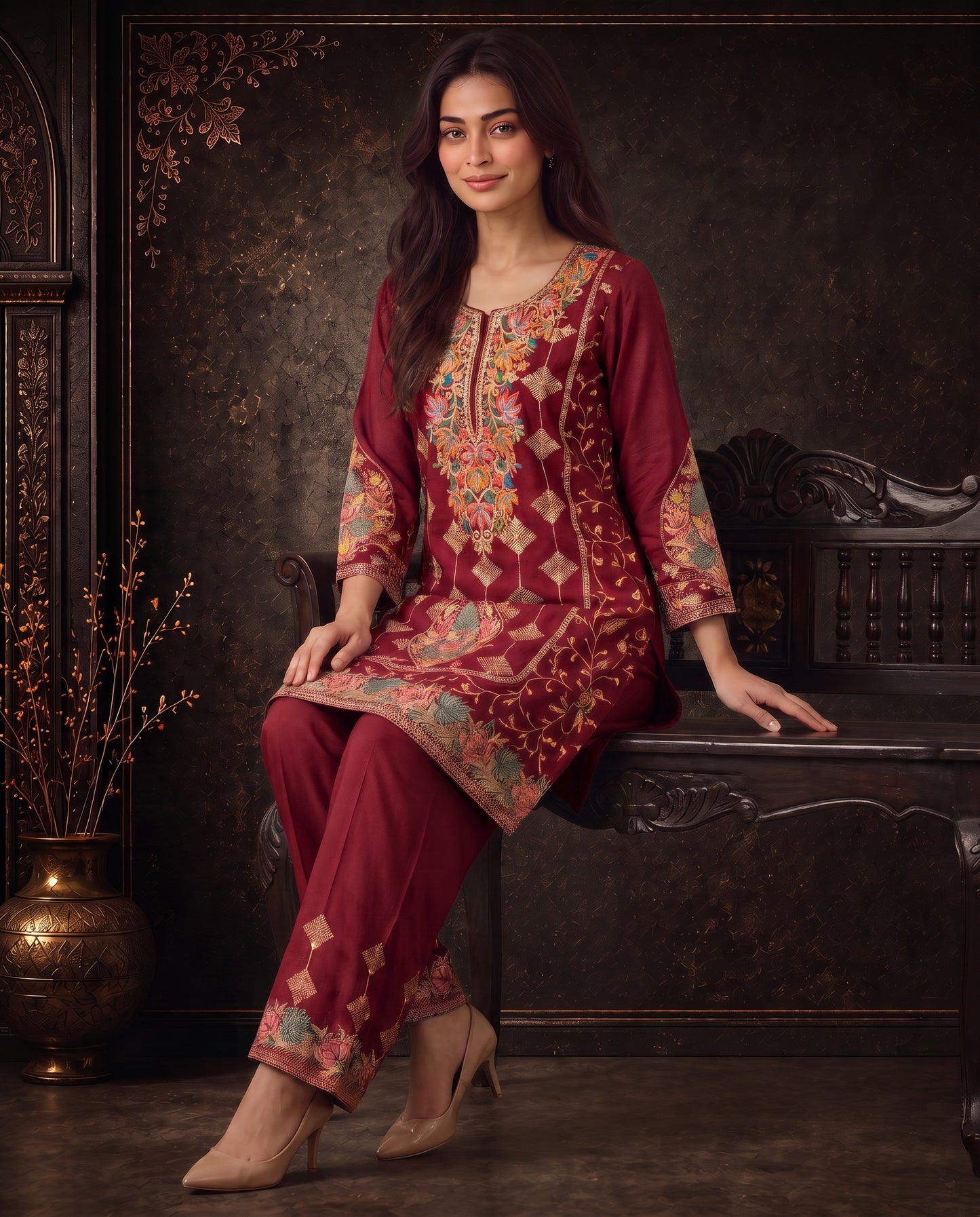 Meher Mauve Purple Embroidered Co-ord Set