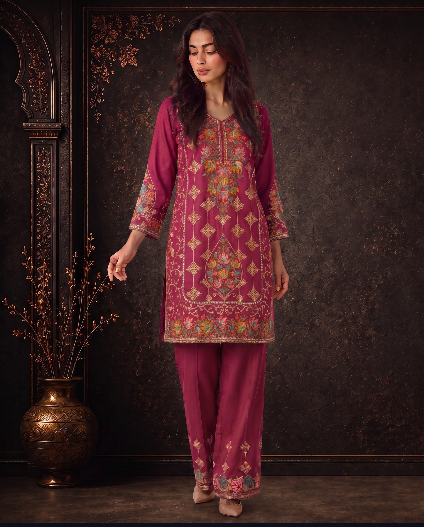 Meher Mauve Purple Embroidered Co-ord Set