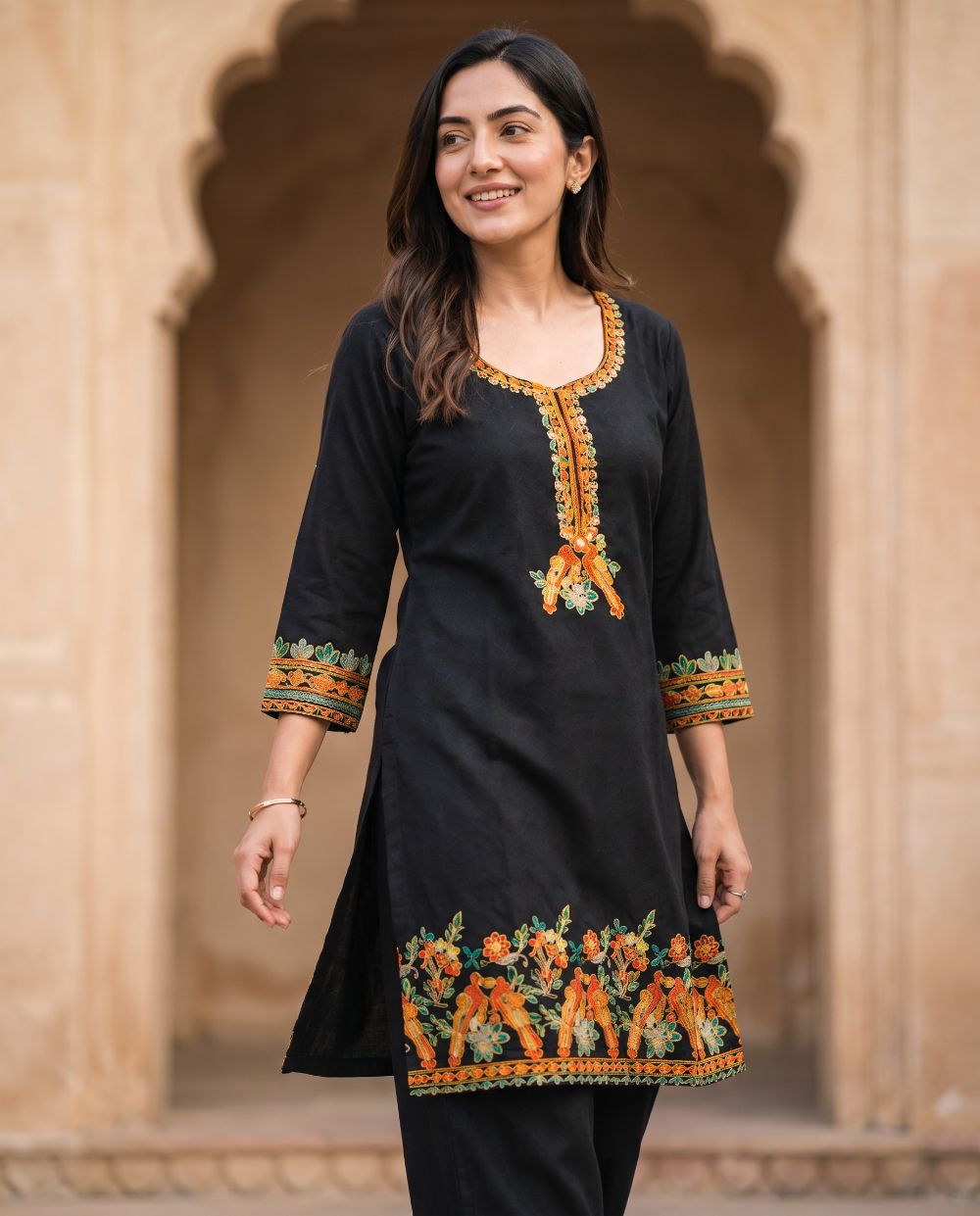 Noor Black Floral Embroidered Cord Set