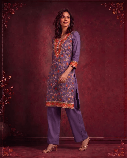 MIRA MUSTARD FLORAL EMBROIDERED CO-ORD SET