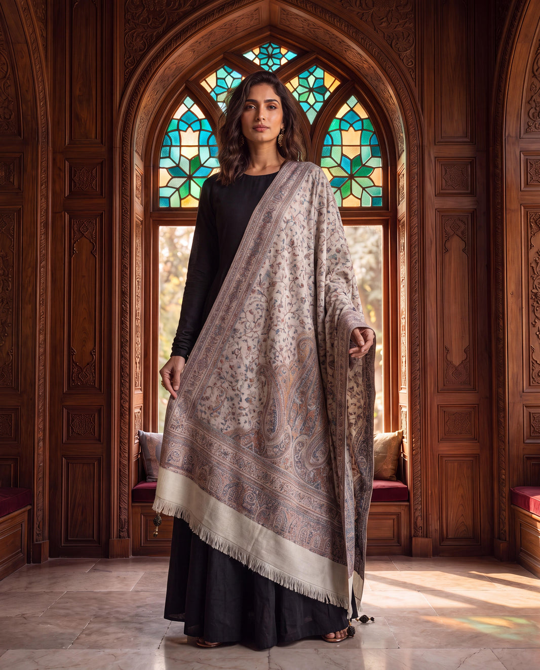 Ivory Heritage Paisley Moonlight Shawl