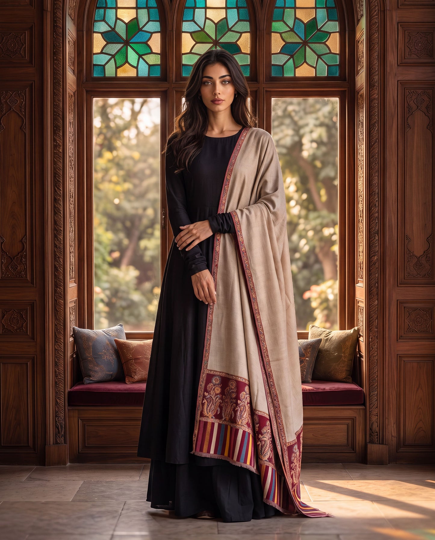 Royal Heritage Reversible Cotton Blend Shawl