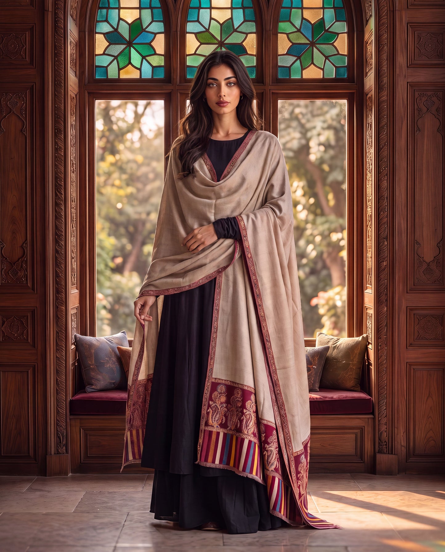 Royal Heritage Reversible Cotton Blend Shawl