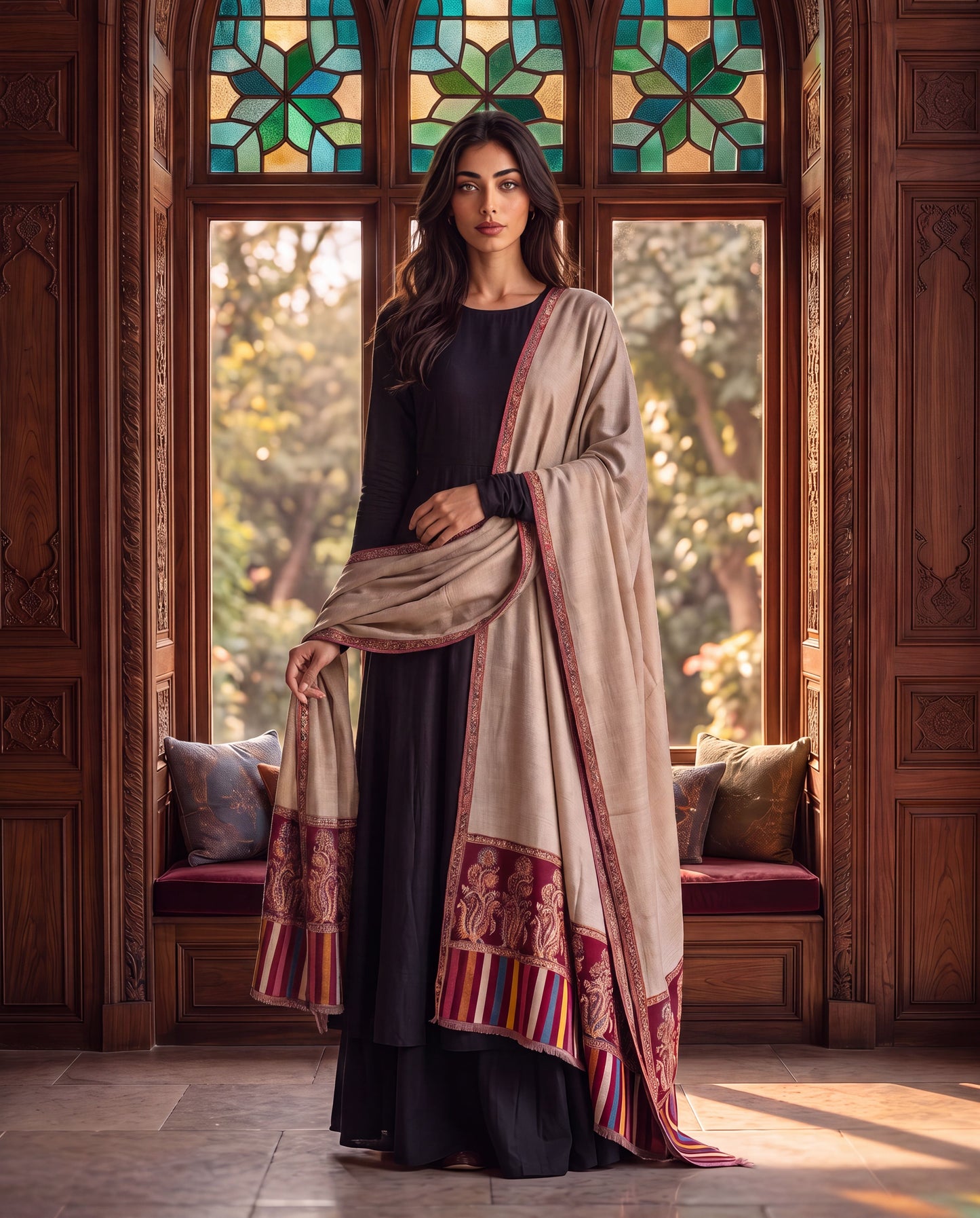 Royal Heritage Reversible Cotton Blend Shawl