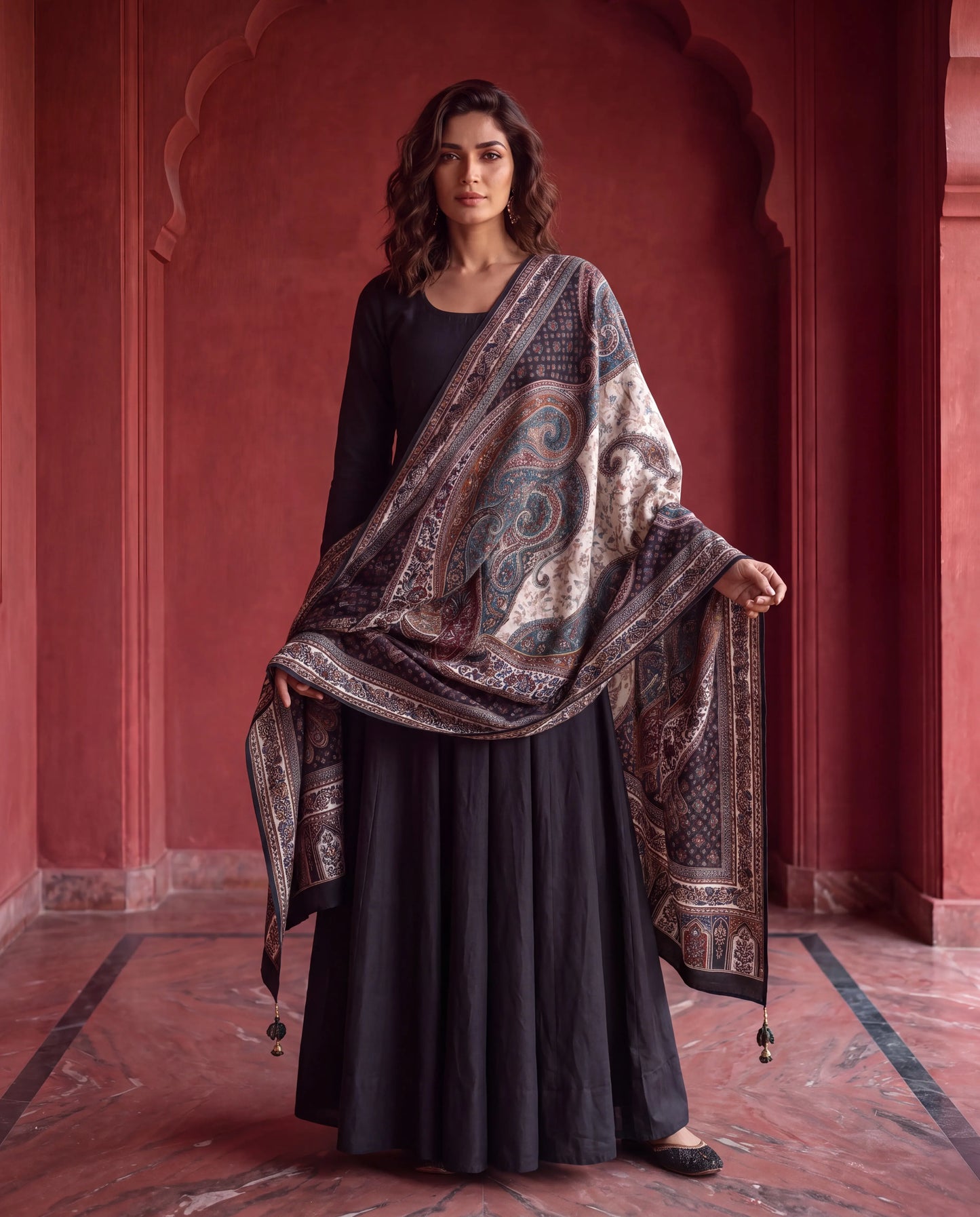 Multi-Modal Indian Silk Heritage Shawl