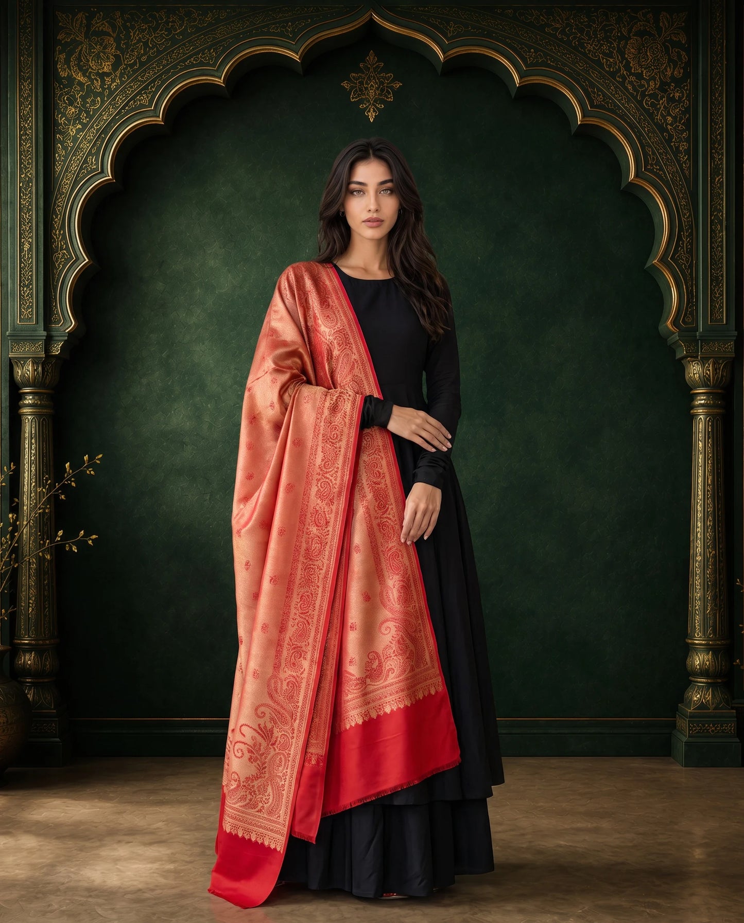 Ruby Royale Moonlight Reversible Zari Shawl