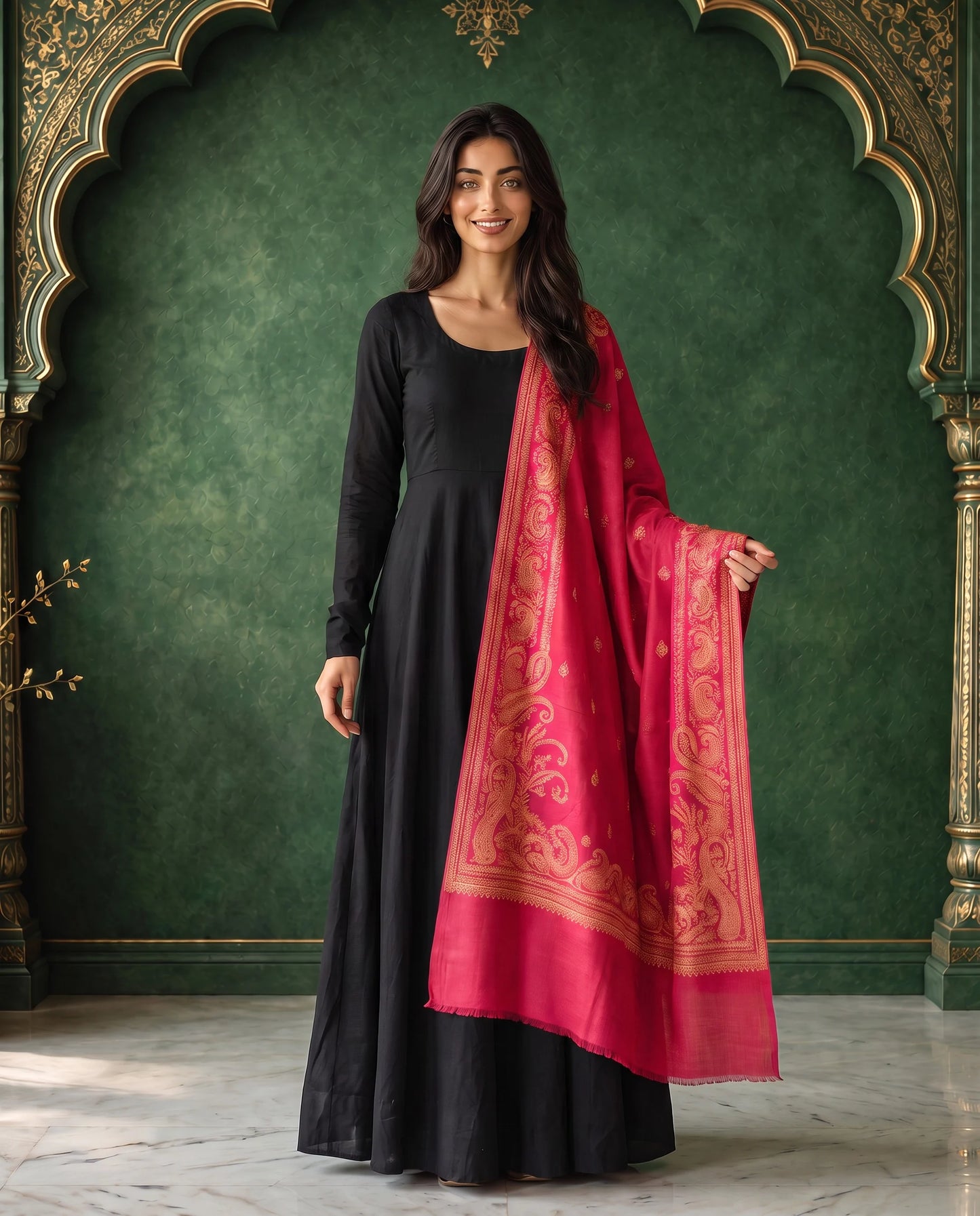 Ruby Royale Moonlight Reversible Zari Shawl