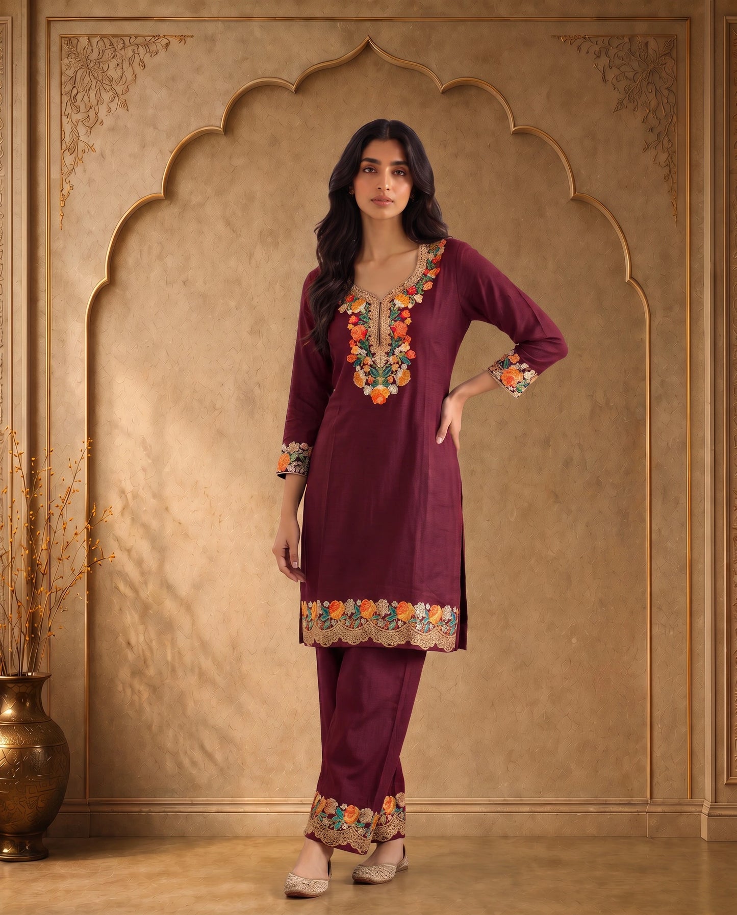 Zareen Royal Blue Embroidered Kurta Set