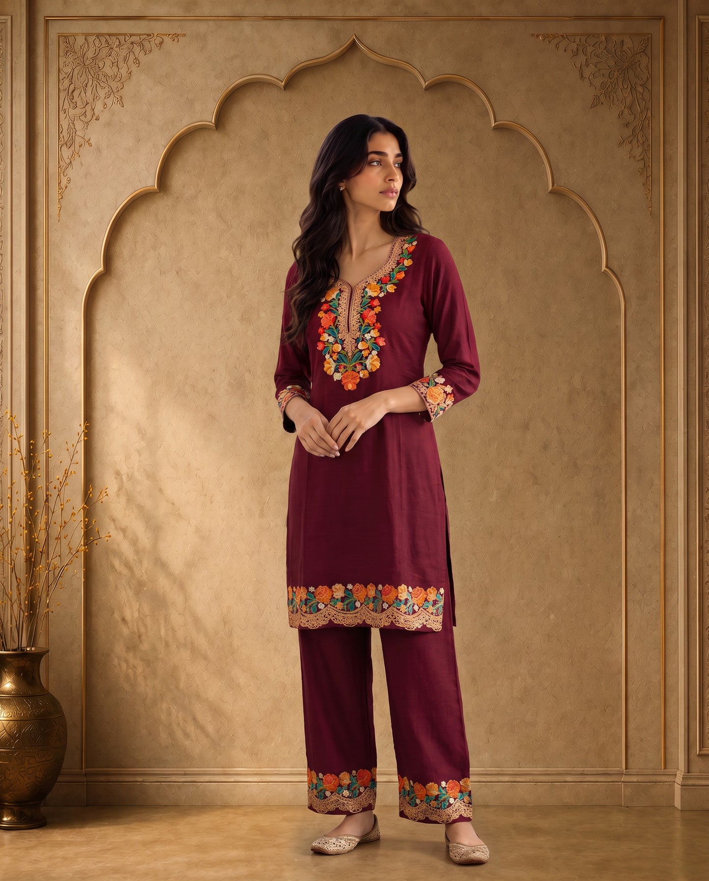 Zareen Royal Blue Embroidered Kurta Set