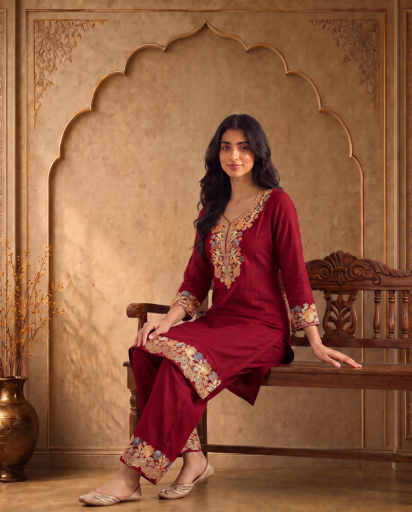 Zareen Royal Blue Embroidered Kurta Set