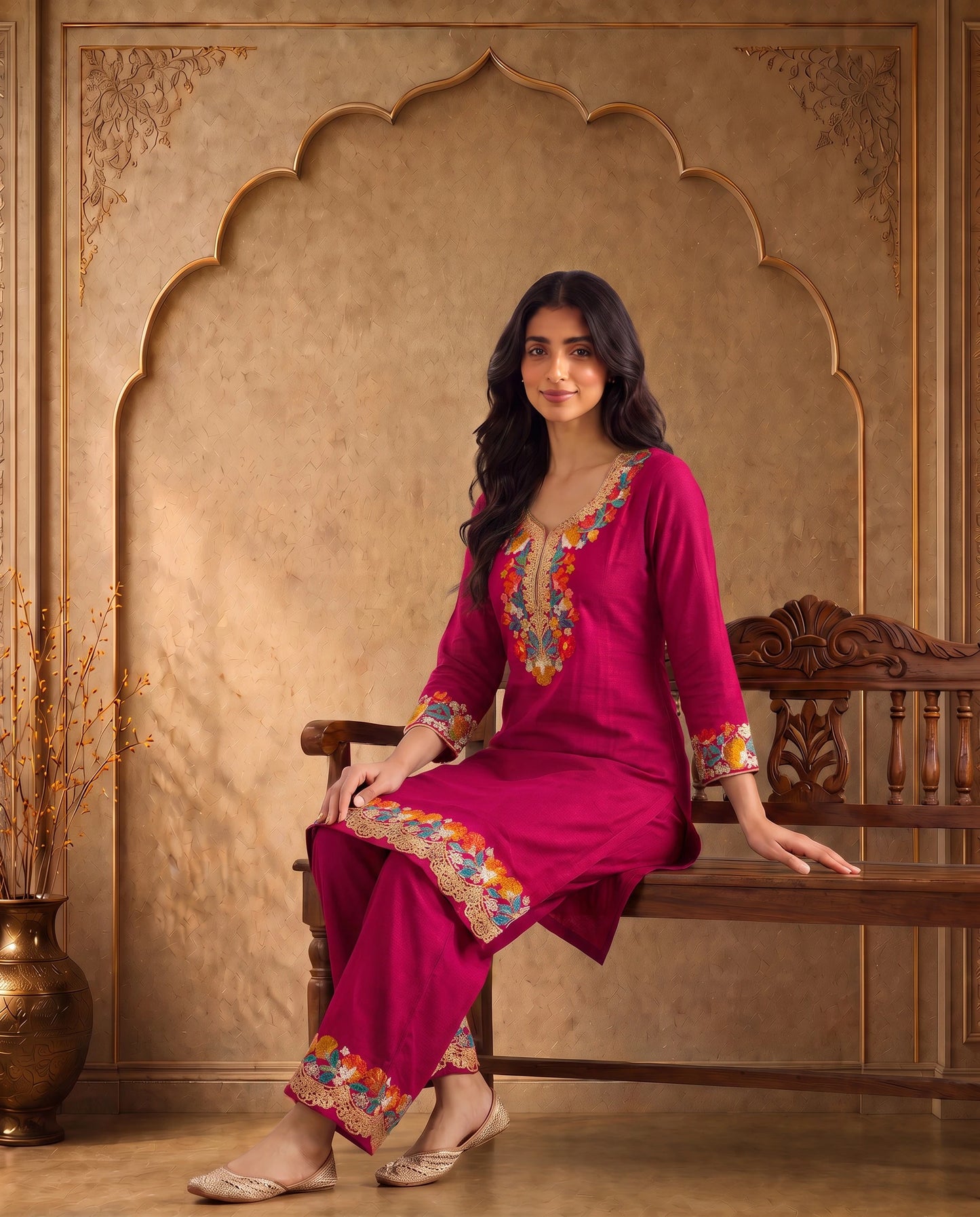 Zareen Royal Blue Embroidered Kurta Set