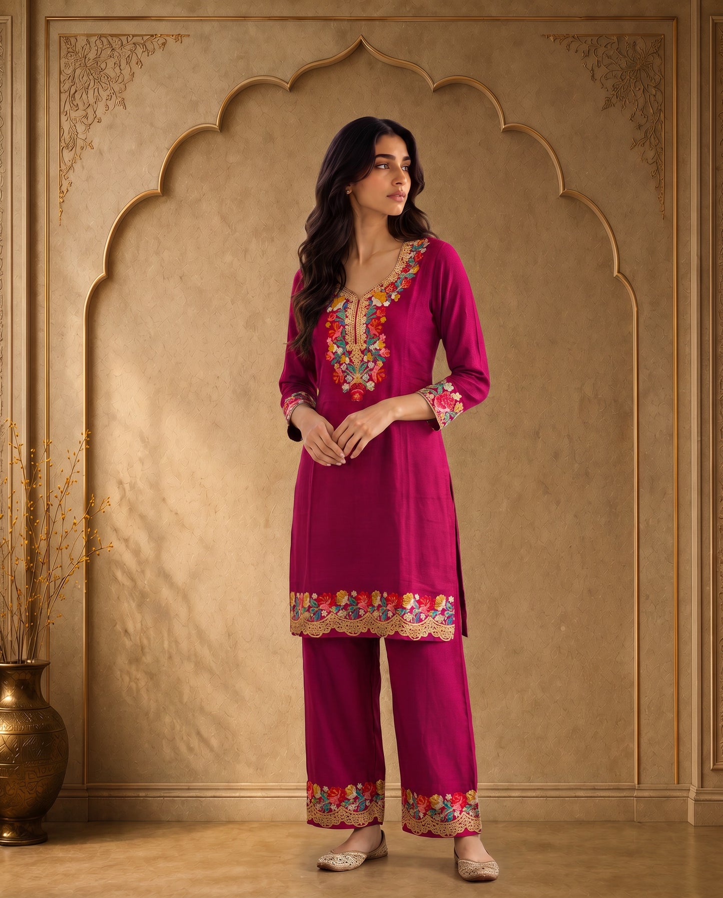 Zareen Royal Blue Embroidered Kurta Set