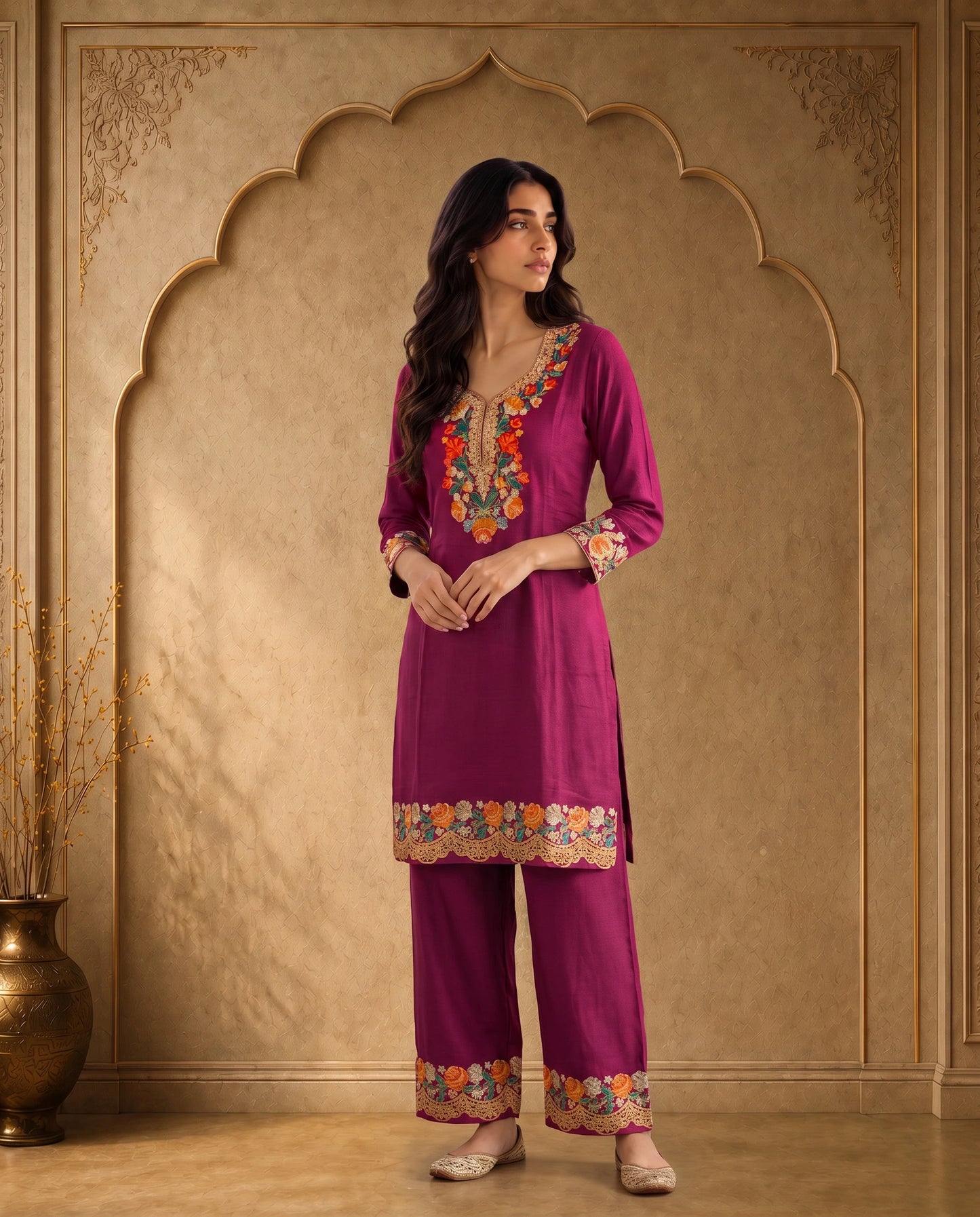 Zareen Royal Blue Embroidered Kurta Set