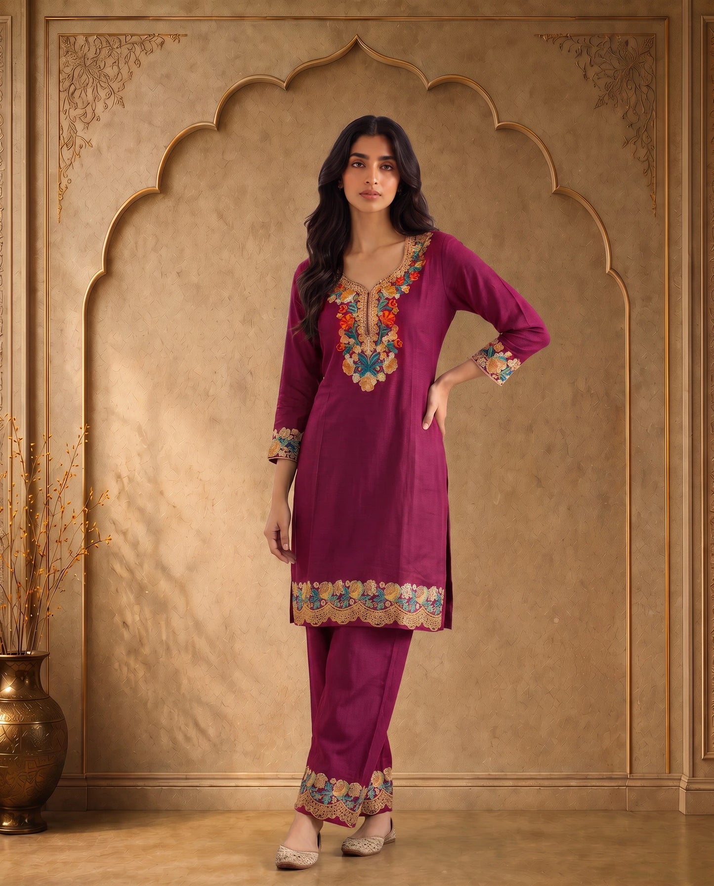 Zareen Royal Blue Embroidered Kurta Set
