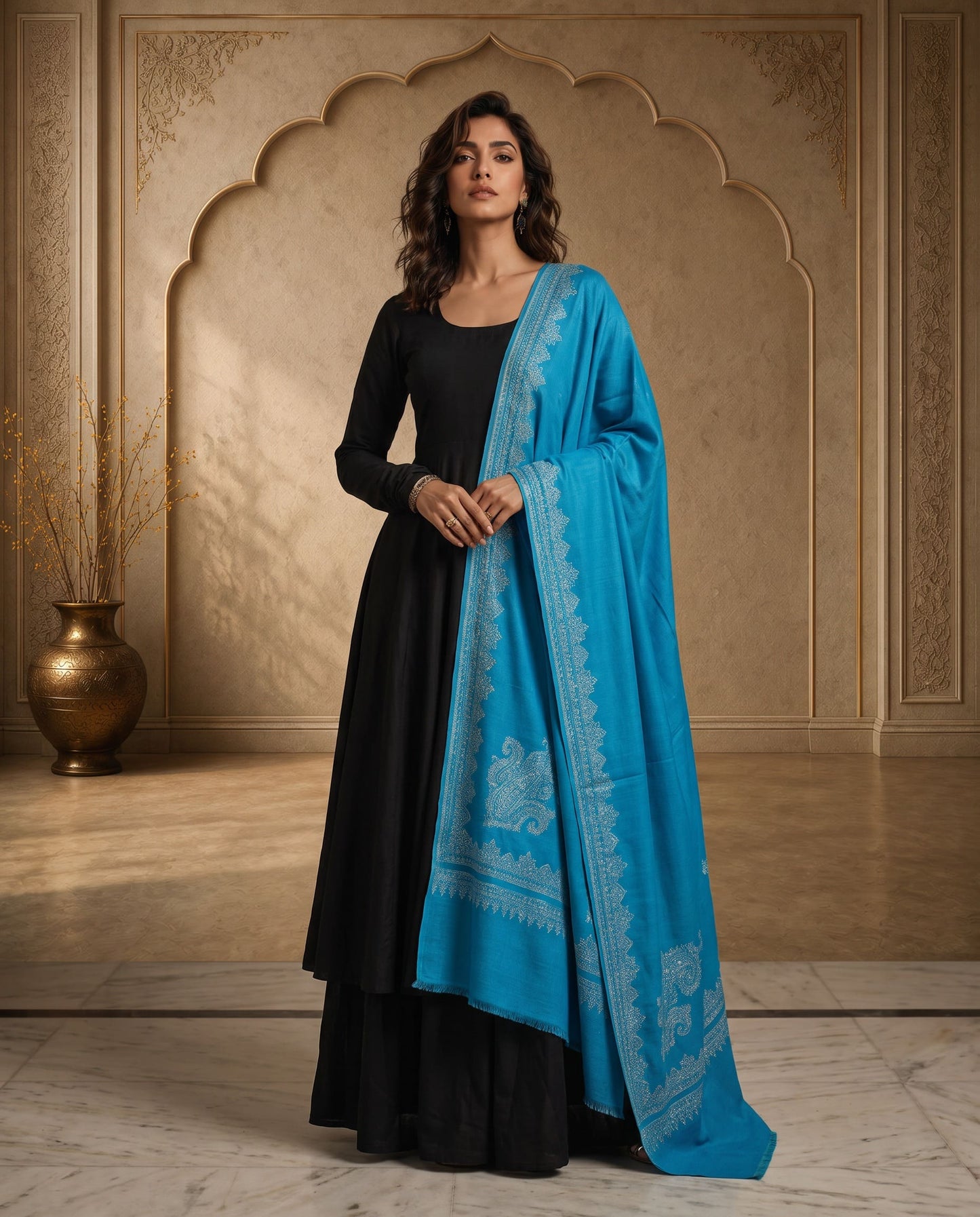 Moonlight Royale Reversible Pashmina Zari Shawl