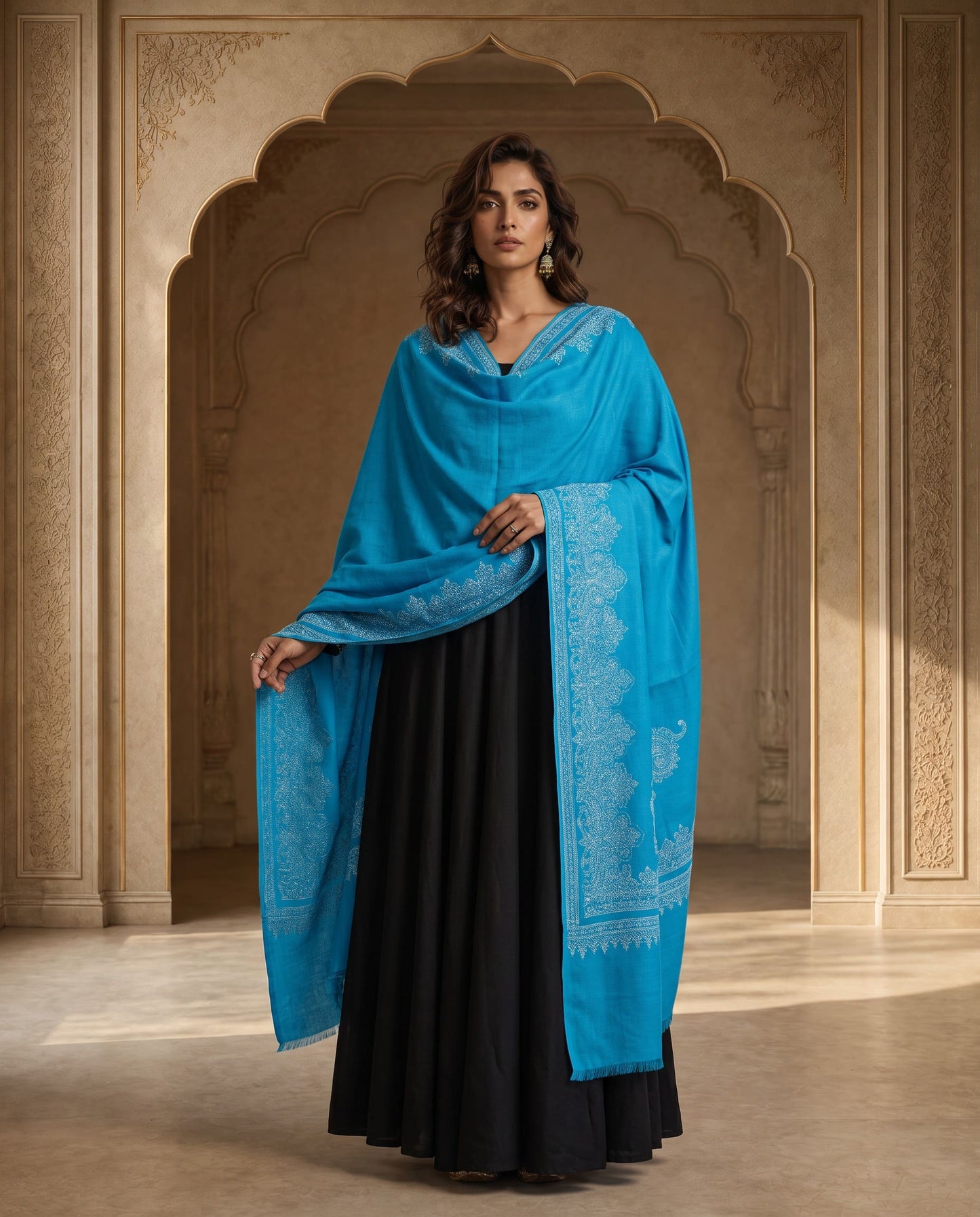 Moonlight Royale Reversible Pashmina Zari Shawl