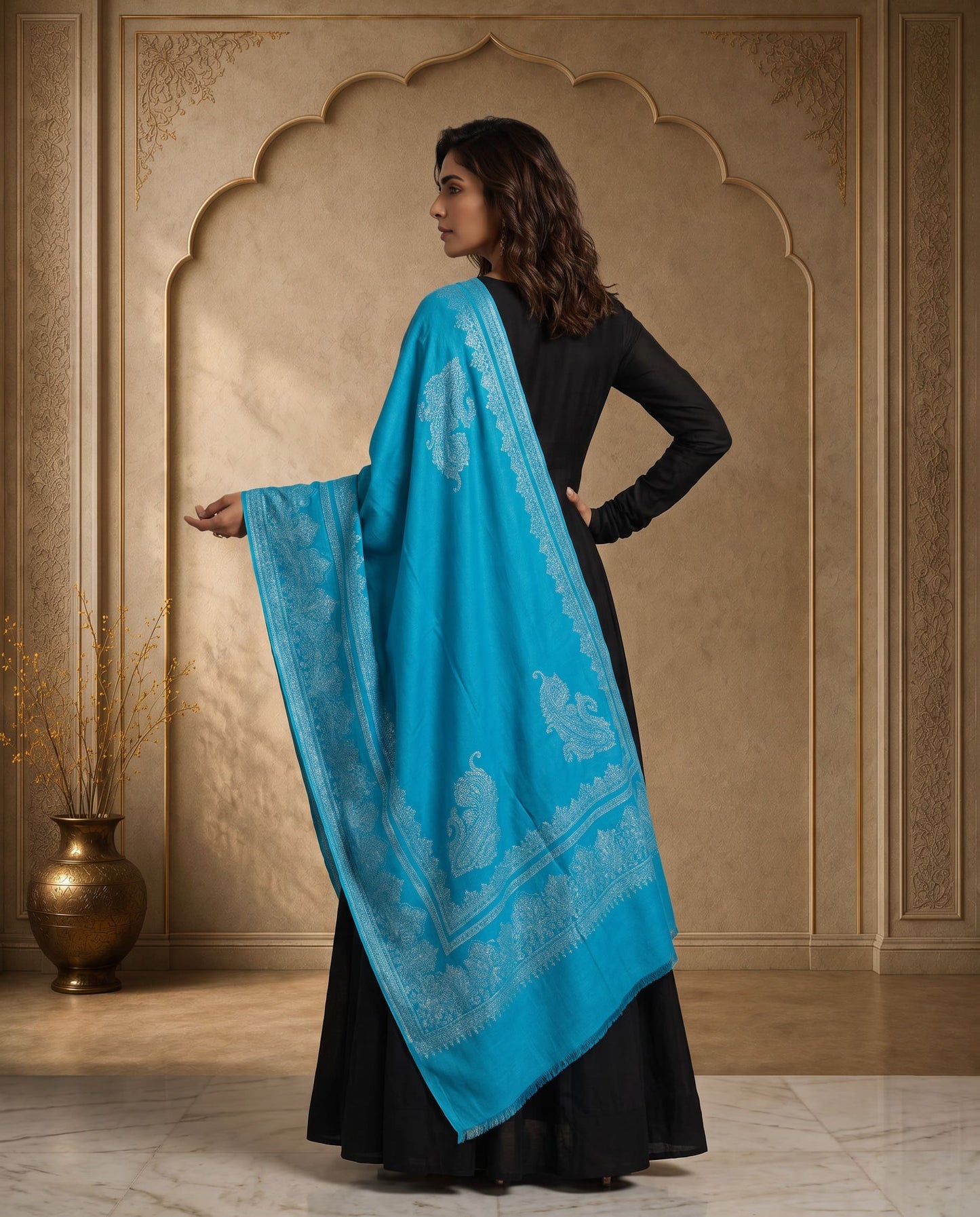 Moonlight Royale Reversible Pashmina Zari Shawl