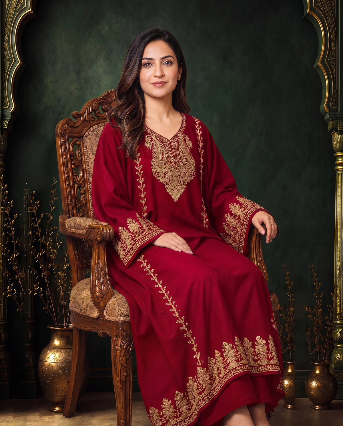 Zoya Gold Embroidered Pheran