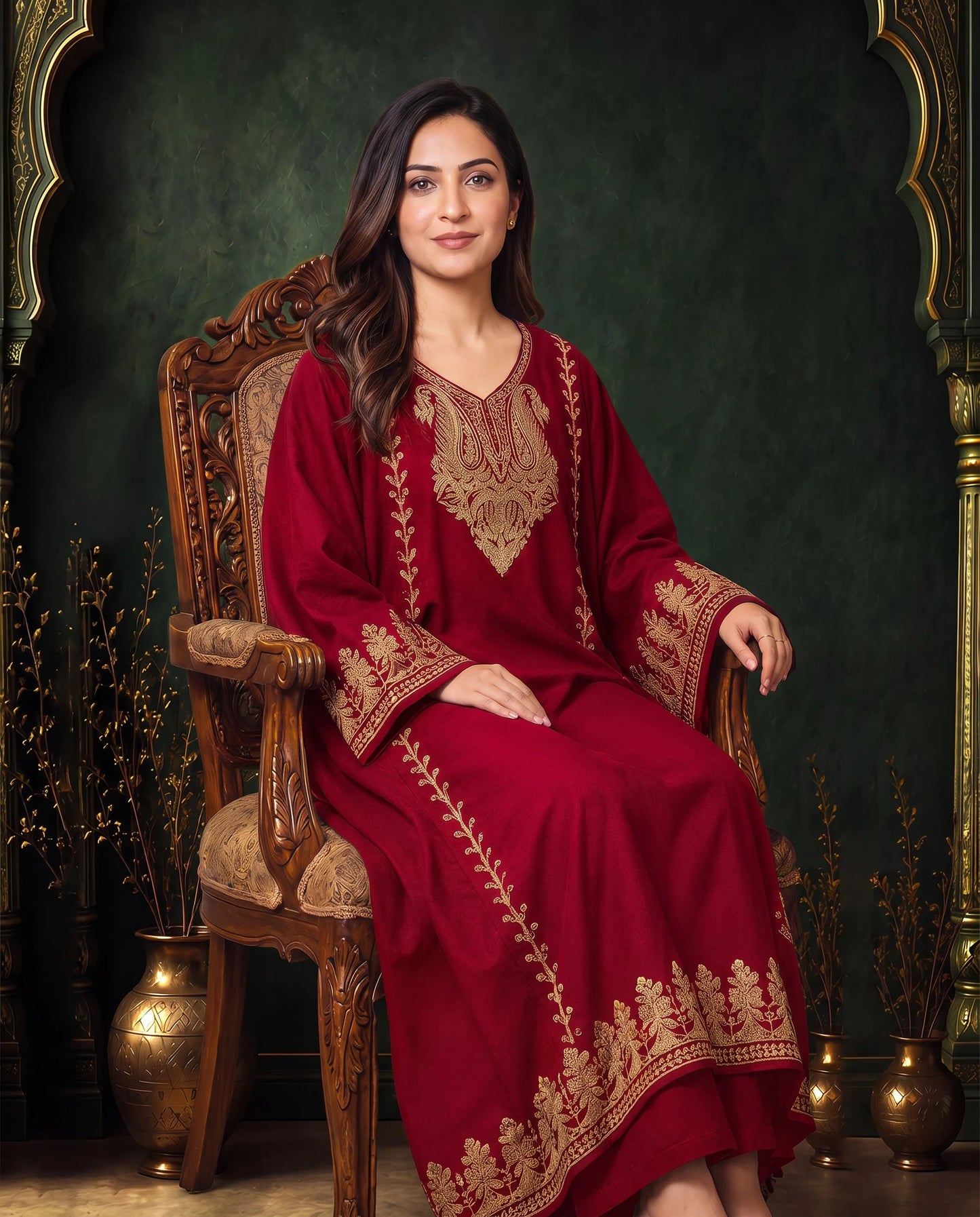 Zoya Black Gold Embroidered Pheran