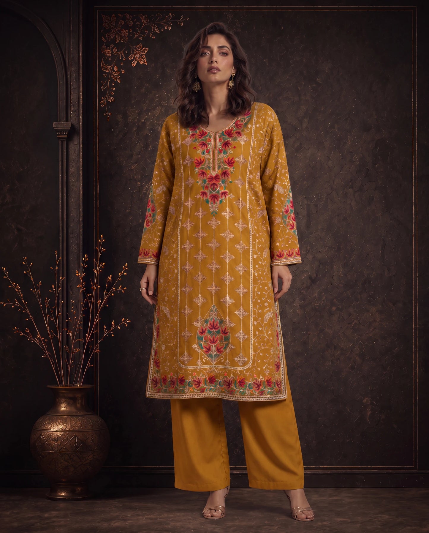 Afsana Lavender Purple Embroidered Pheran Set