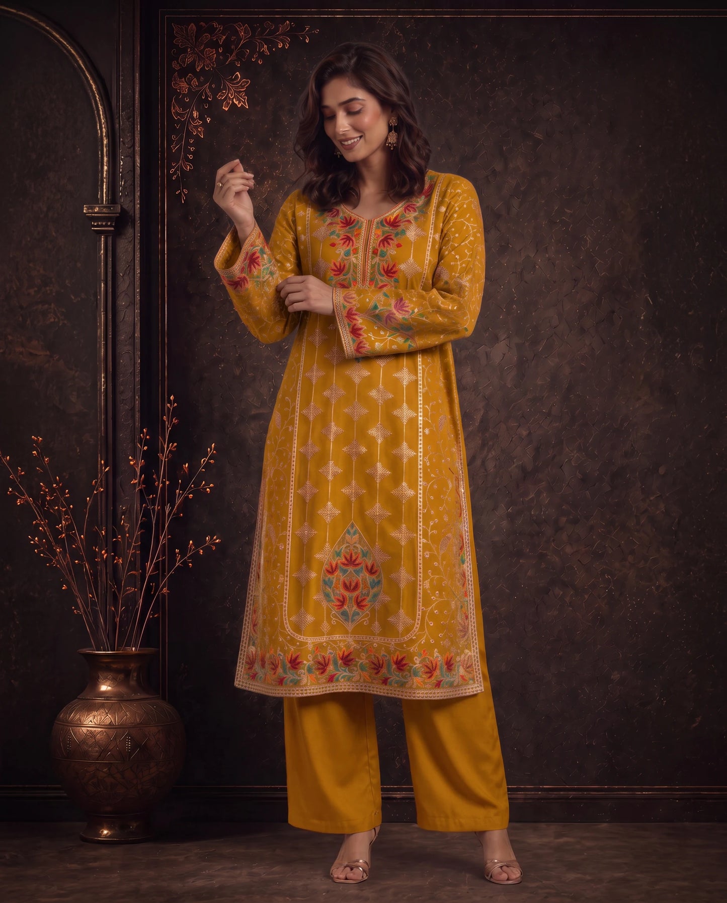 Afsana Lavender Purple Embroidered Pheran Set