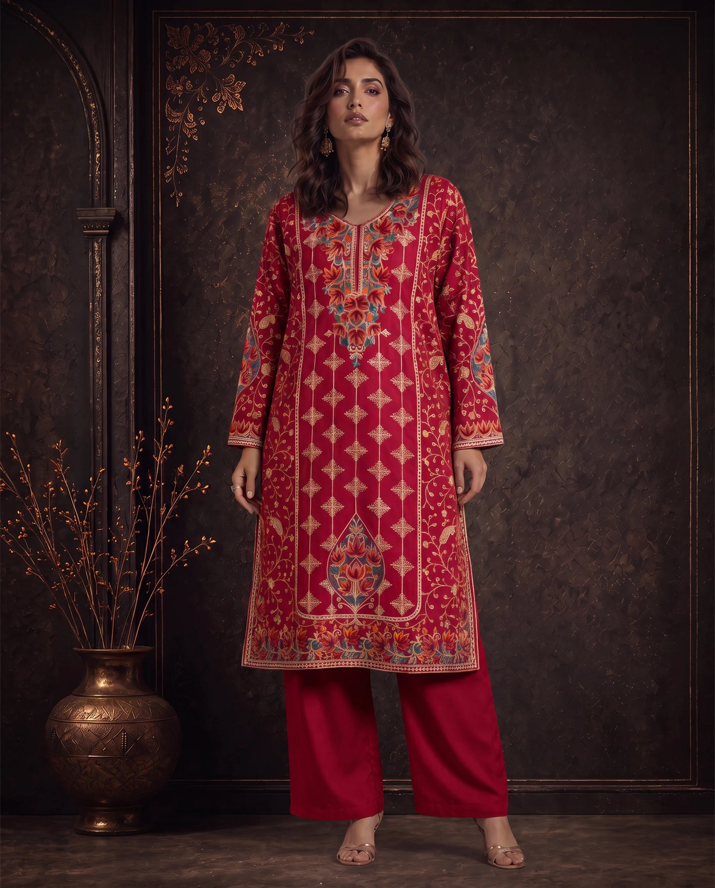 Afsana Lavender Purple Embroidered Pheran Set