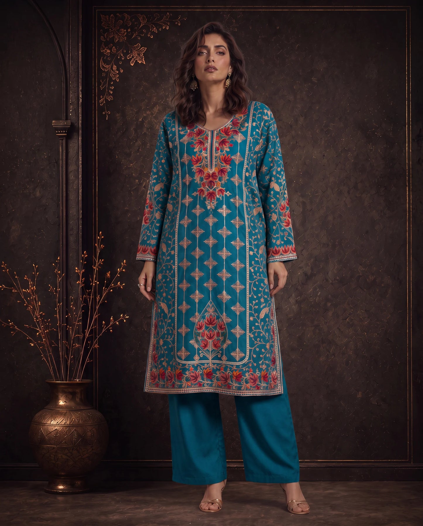 Afsana Lavender Purple Embroidered Pheran Set