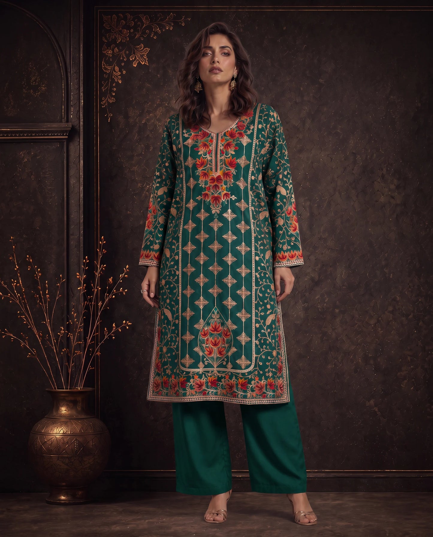 Afsana Lavender Purple Embroidered Pheran Set
