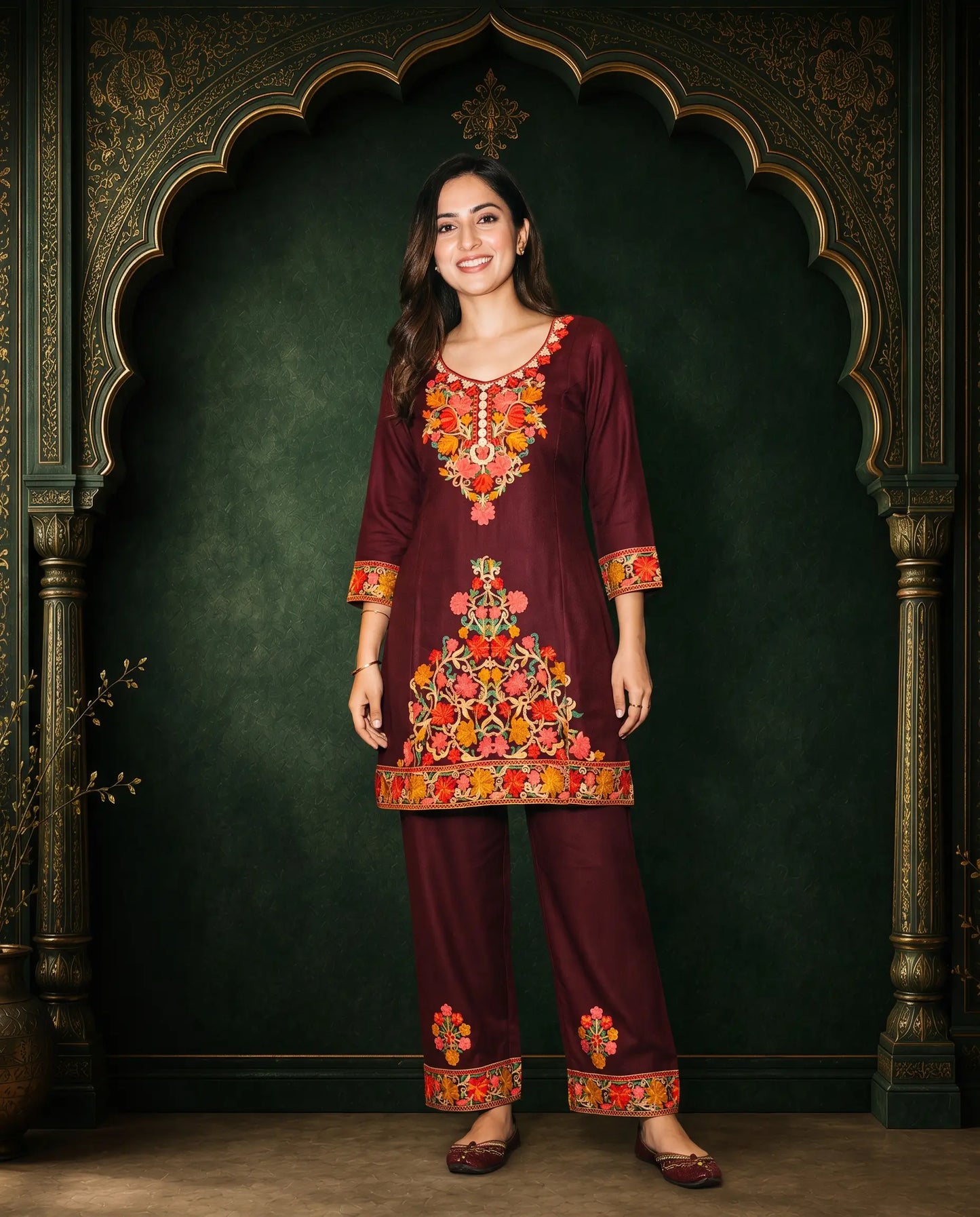 Mahira Deep Maroon Embroidered Cord Set