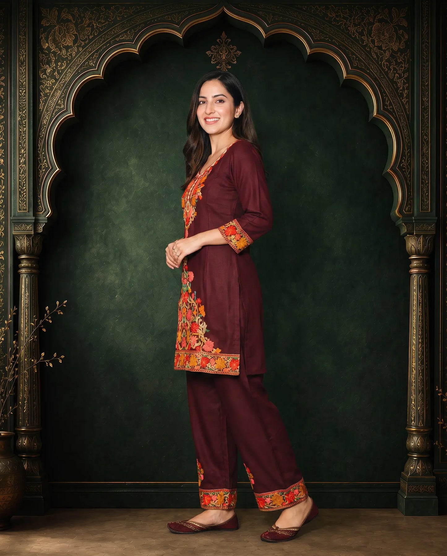 Mahira Deep Maroon Embroidered Cord Set