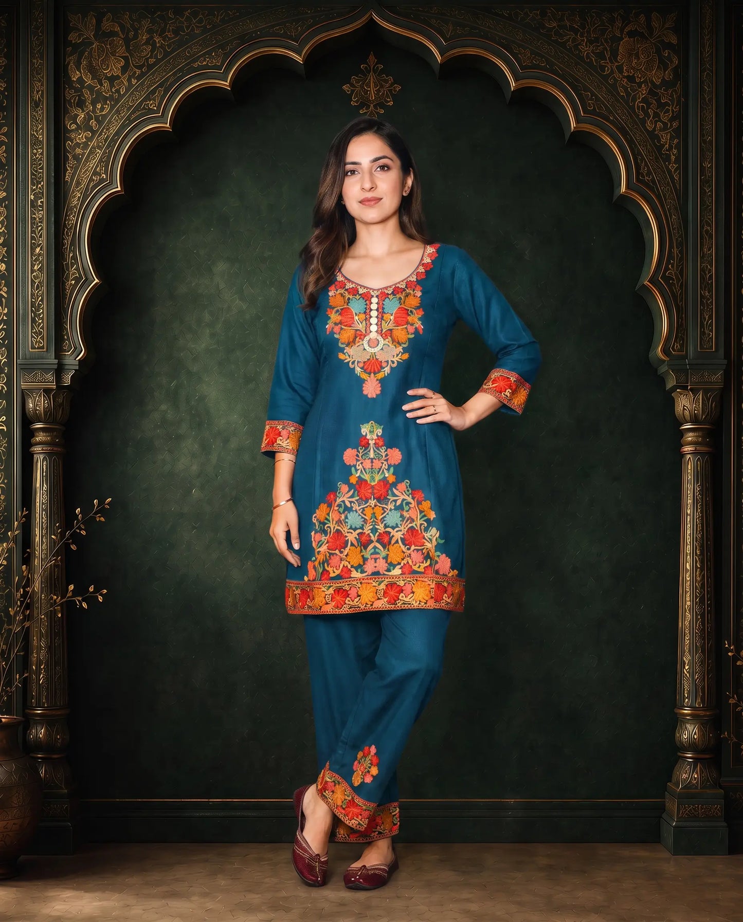 Mahira Deep Maroon Embroidered Cord Set