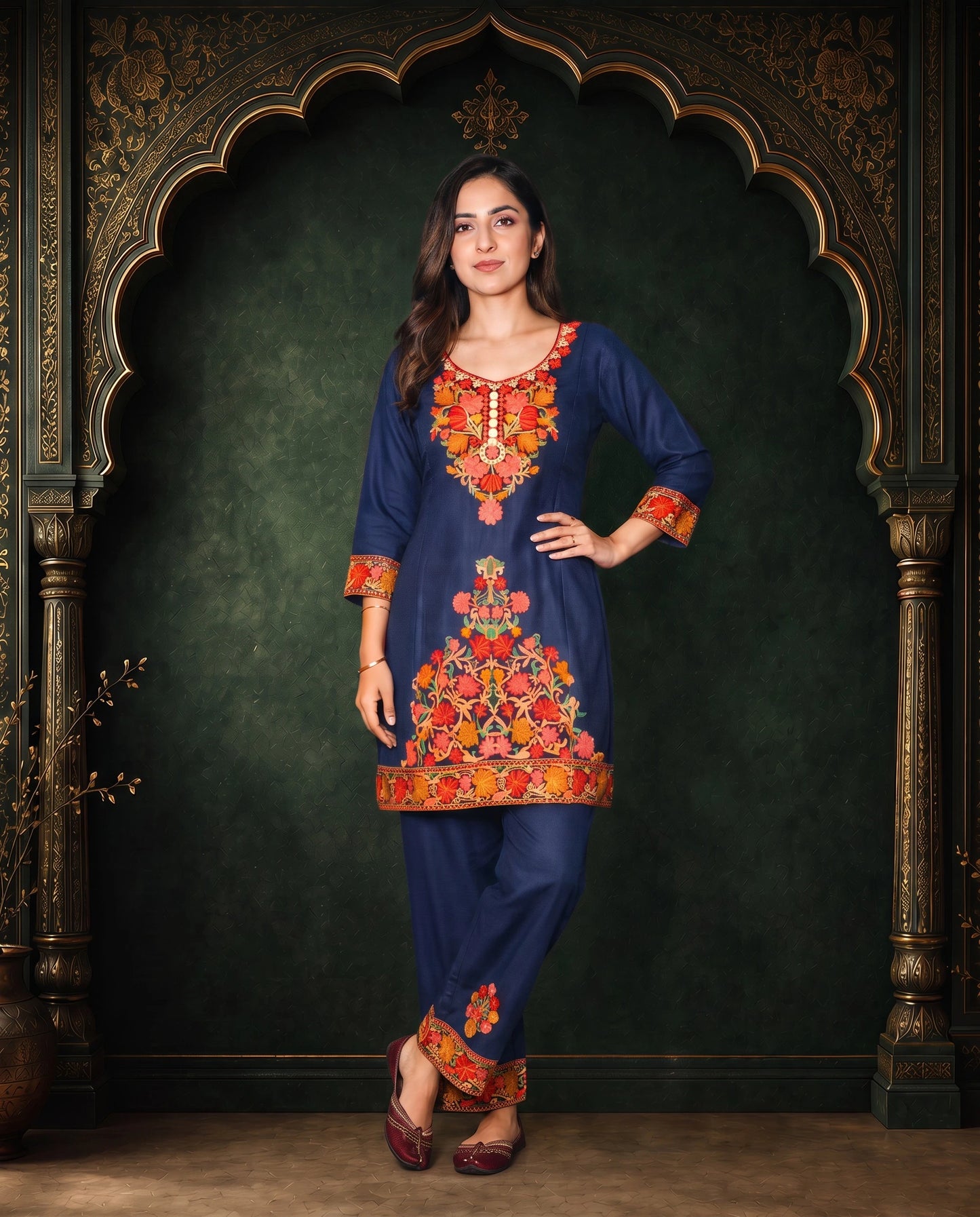 Mahira Deep Maroon Embroidered Cord Set