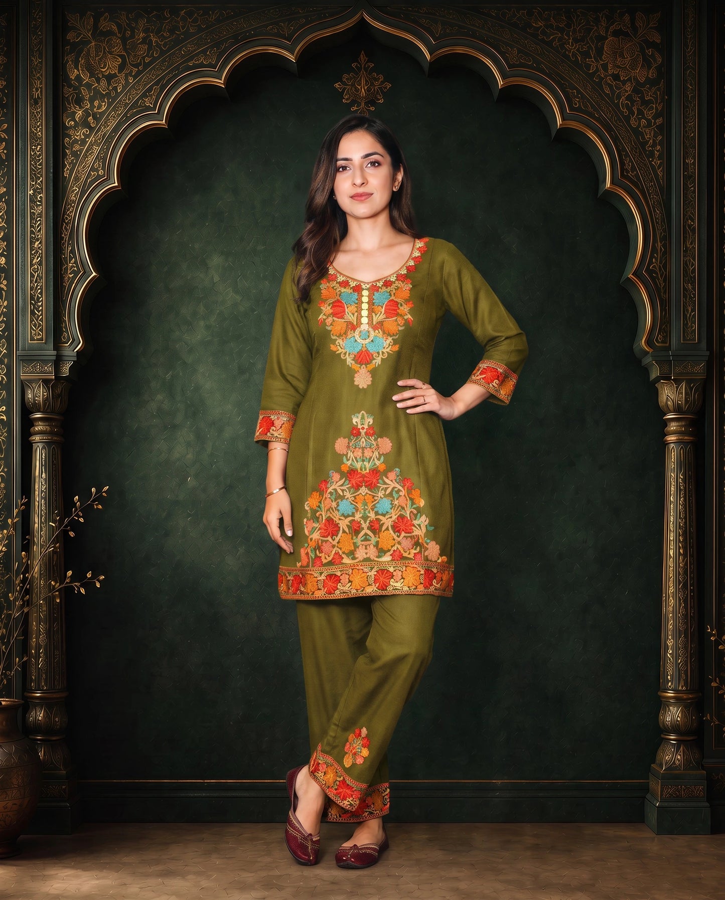 Mahira Deep Maroon Embroidered Cord Set