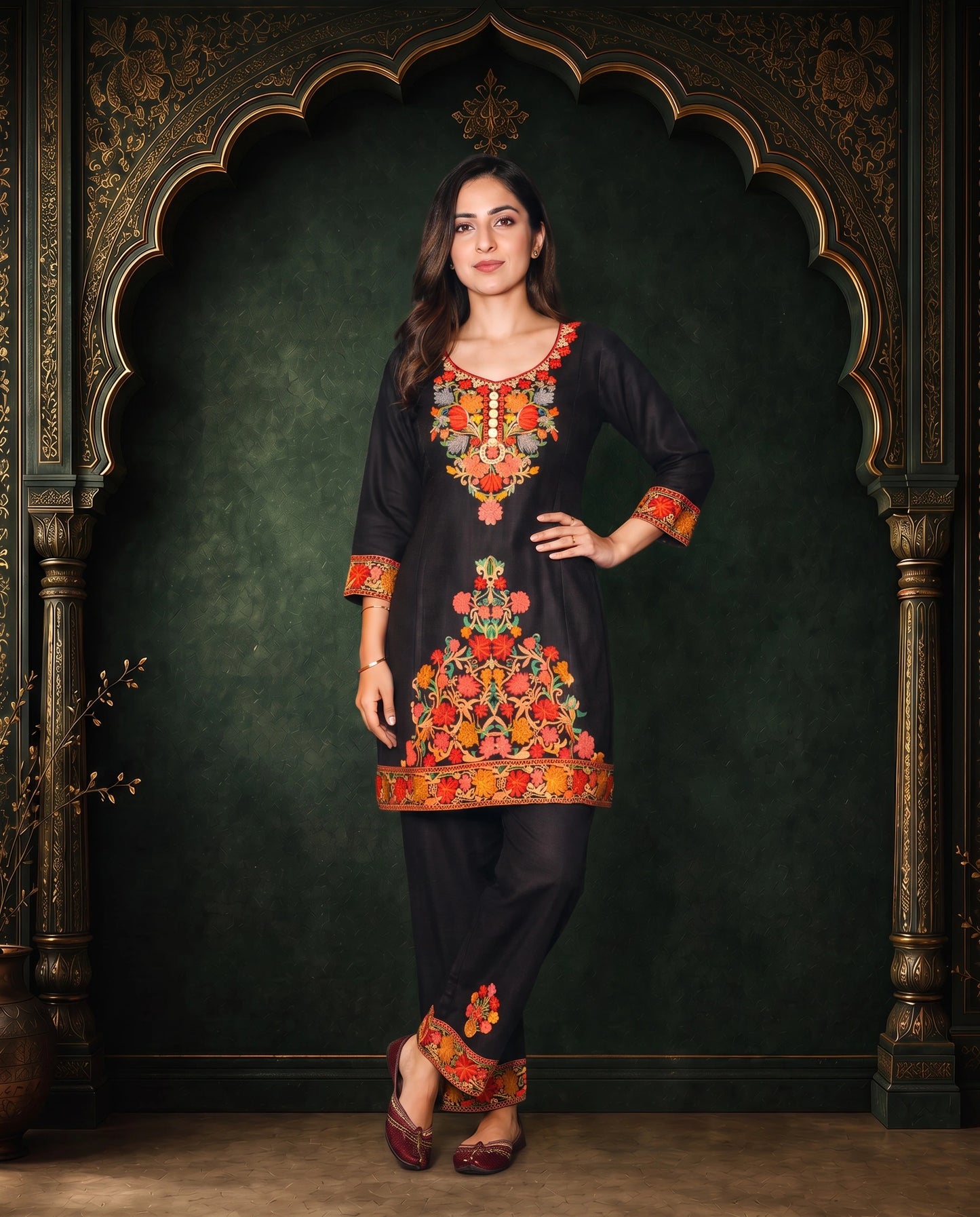 Mahira Deep Maroon Embroidered Cord Set