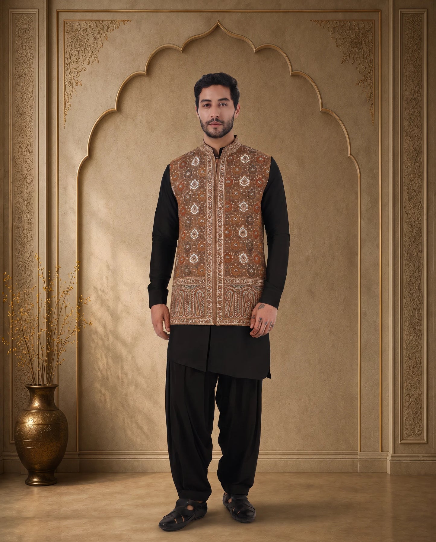 Zayan Tan Heritage Nehru Jacket