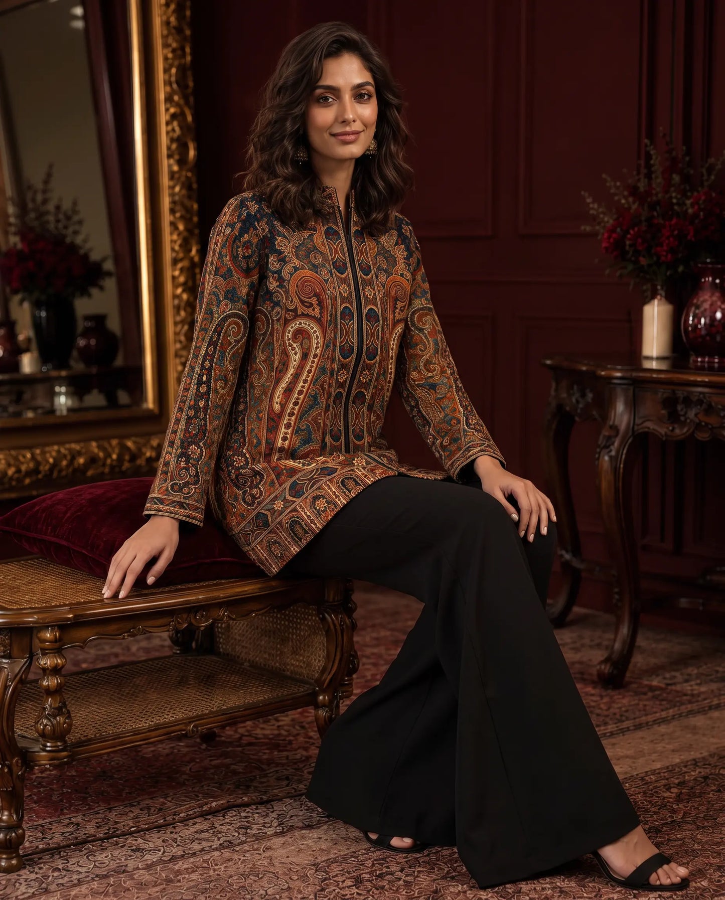 Aarzoo Midnight Paisley Short Jacket for Women