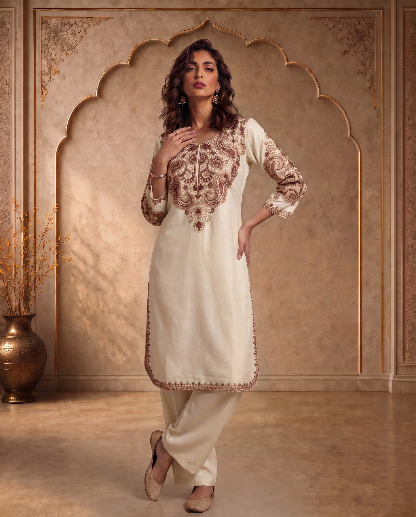 Mehr Black Embroidered Pheran for Women