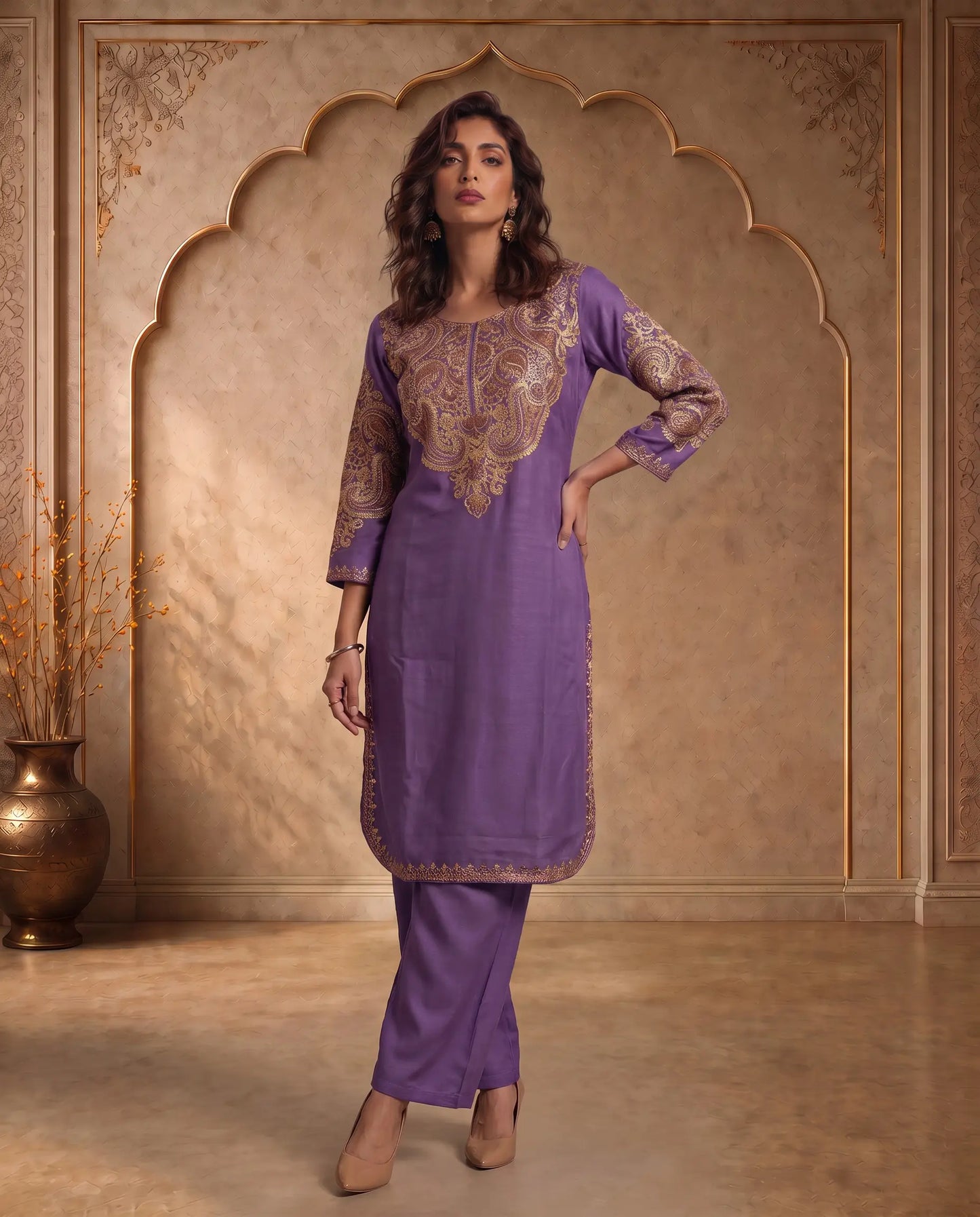 Mehr Black Embroidered Pheran for Women
