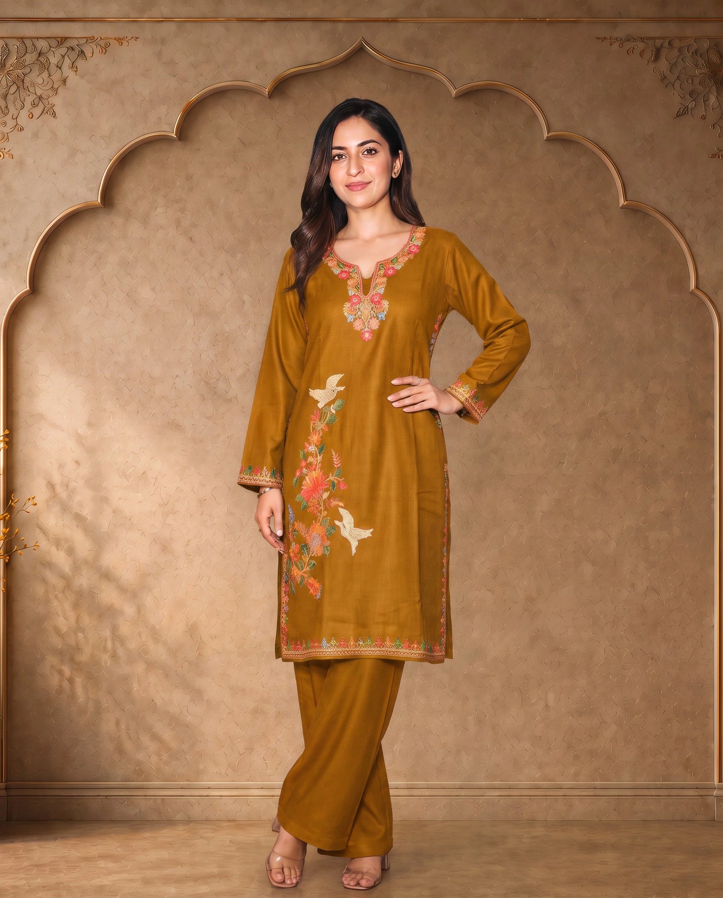 Noor Dark Blue Embroidered Pheran for Women