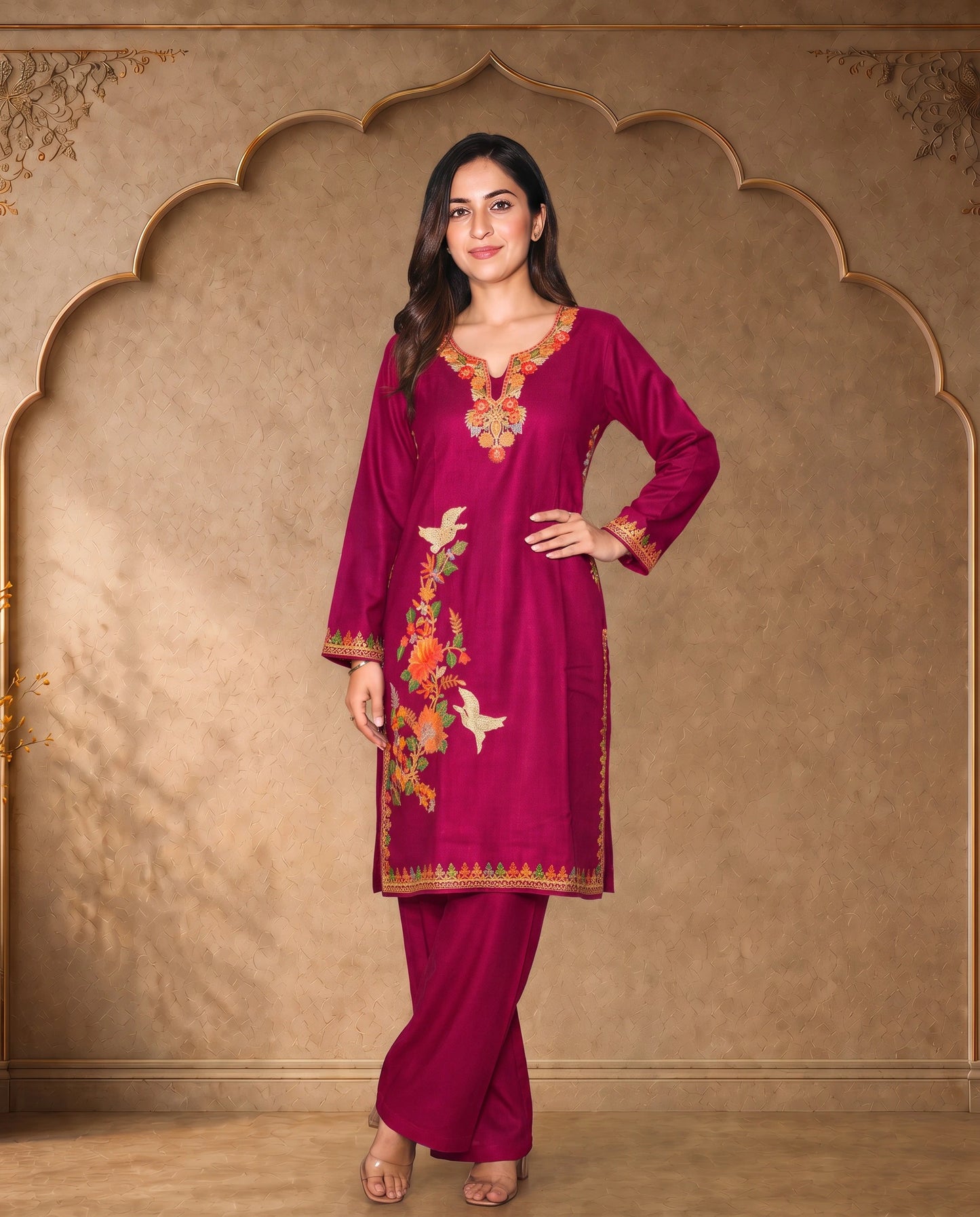 Noor Dark Blue Embroidered Pheran for Women