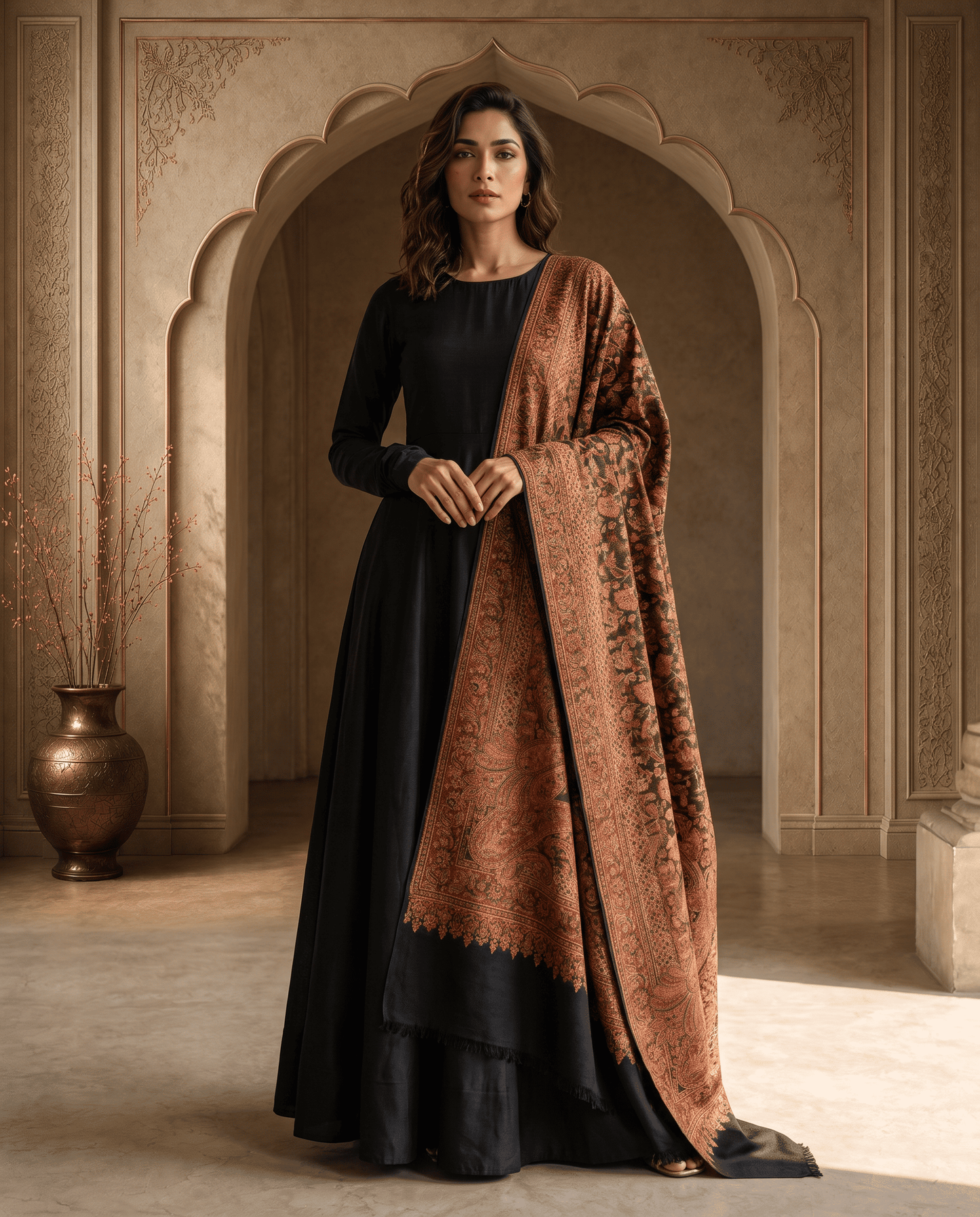 Royal Plum Paisley Jamavar Shawl